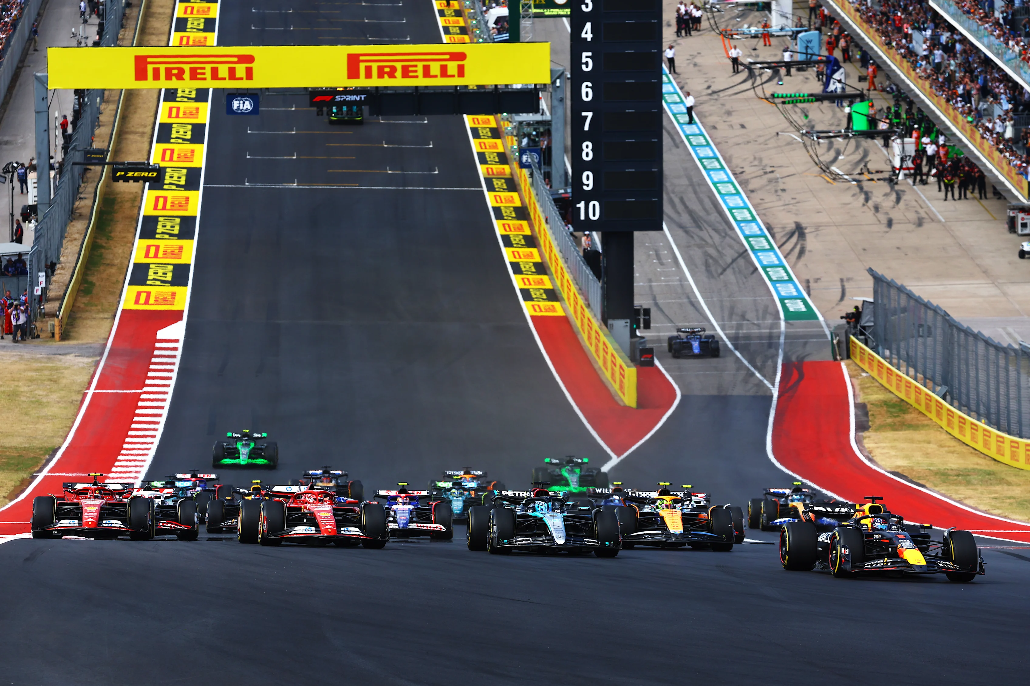 AUSTIN, TEXAS - OCTOBER 19: Max Verstappen of the Netherlands driving the (1) Oracle Red Bull