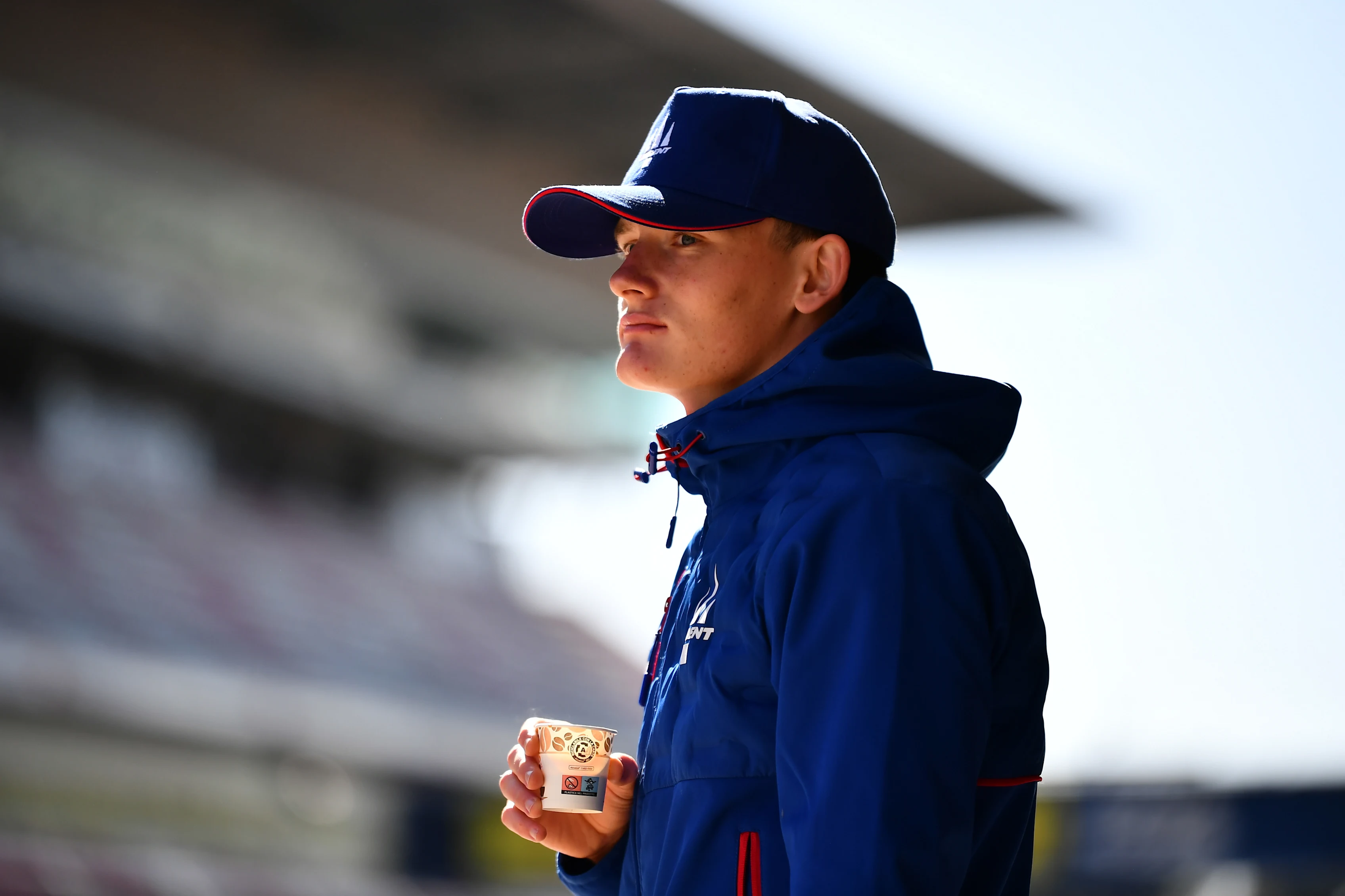 BARCELONA, SPAIN - FEBRUARY 12: Freddie Slater of Great Britain and TRIDENT (5) looks on during day