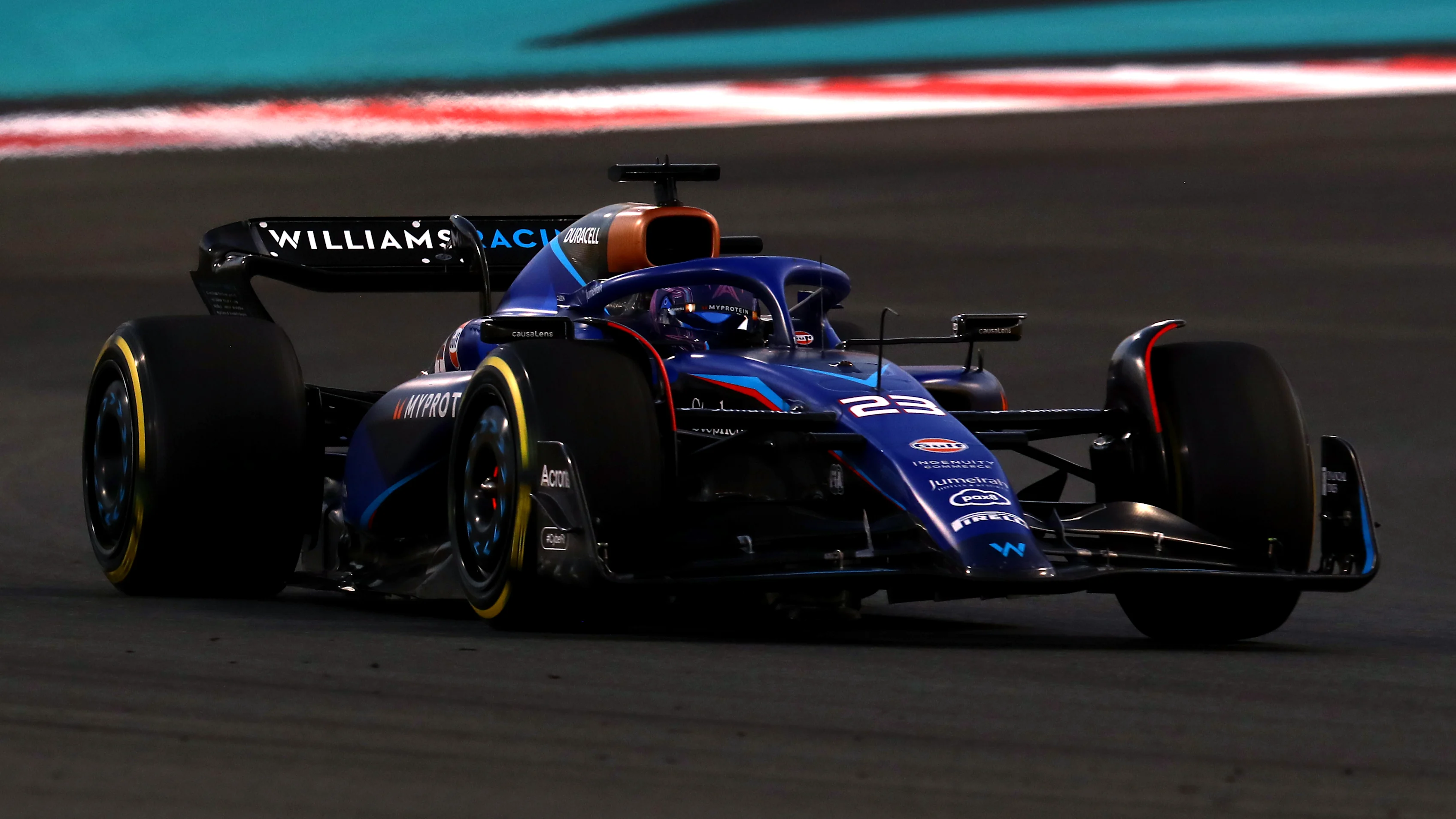 ABU DHABI, UNITED ARAB EMIRATES - NOVEMBER 26: Alexander Albon of Thailand driving the (23)