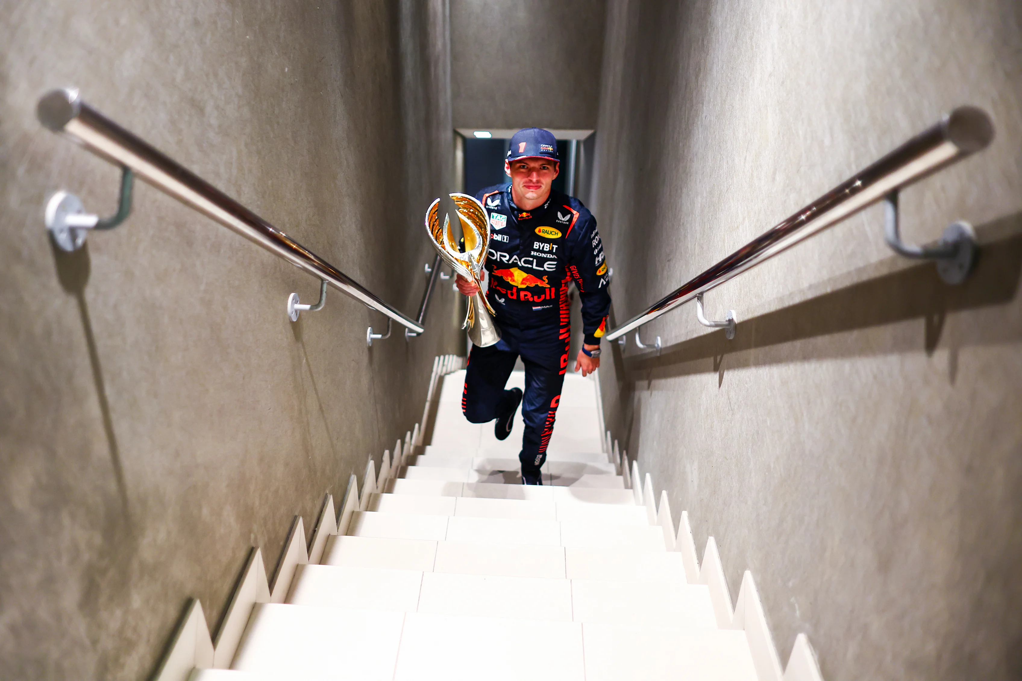 ABU DHABI, UNITED ARAB EMIRATES - NOVEMBER 26: Race winner Max Verstappen of the Netherlands and
