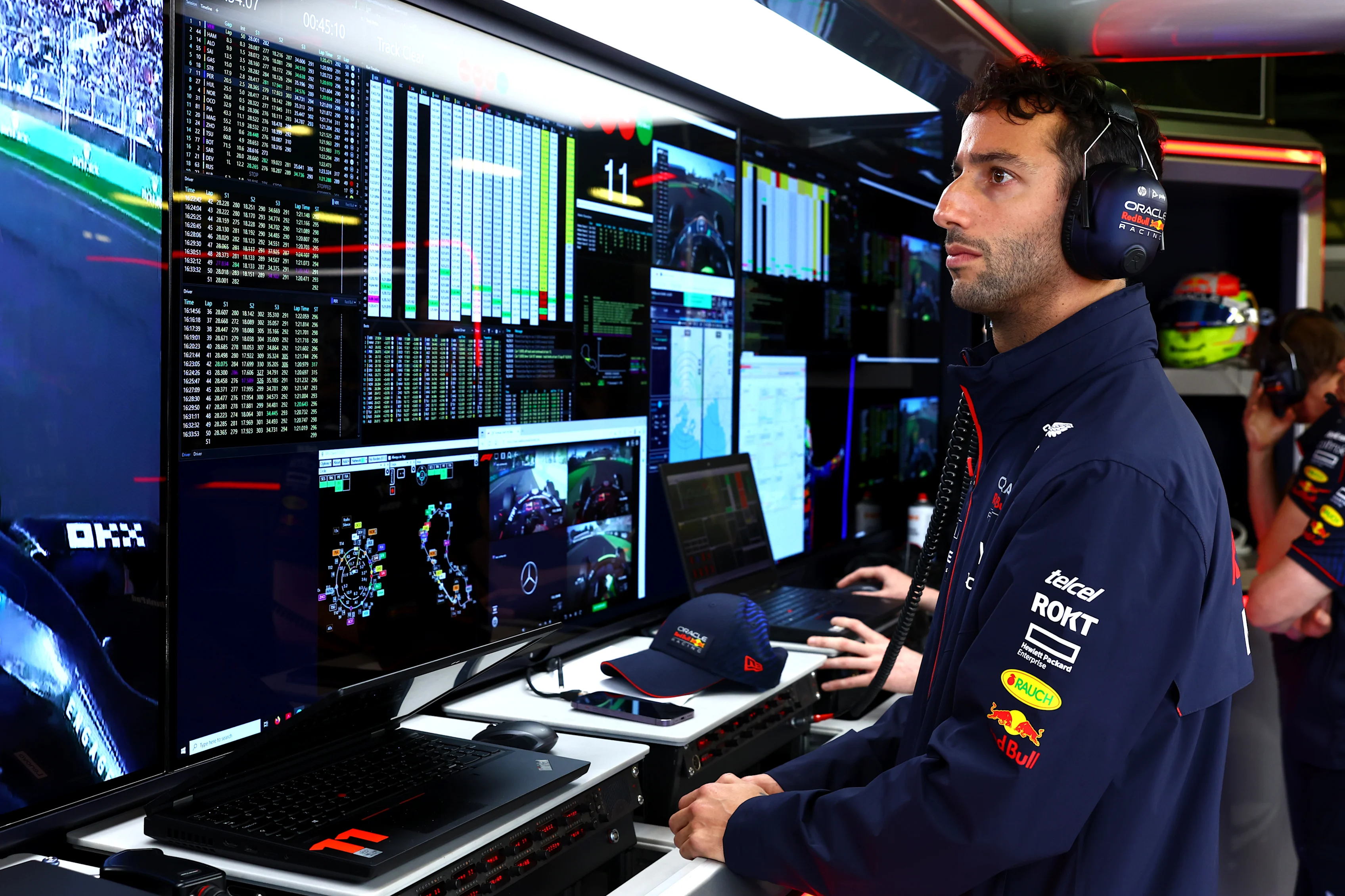 MELBOURNE, AUSTRALIA - APRIL 02: Daniel Ricciardo of Australia and Oracle Red Bull Racing watches