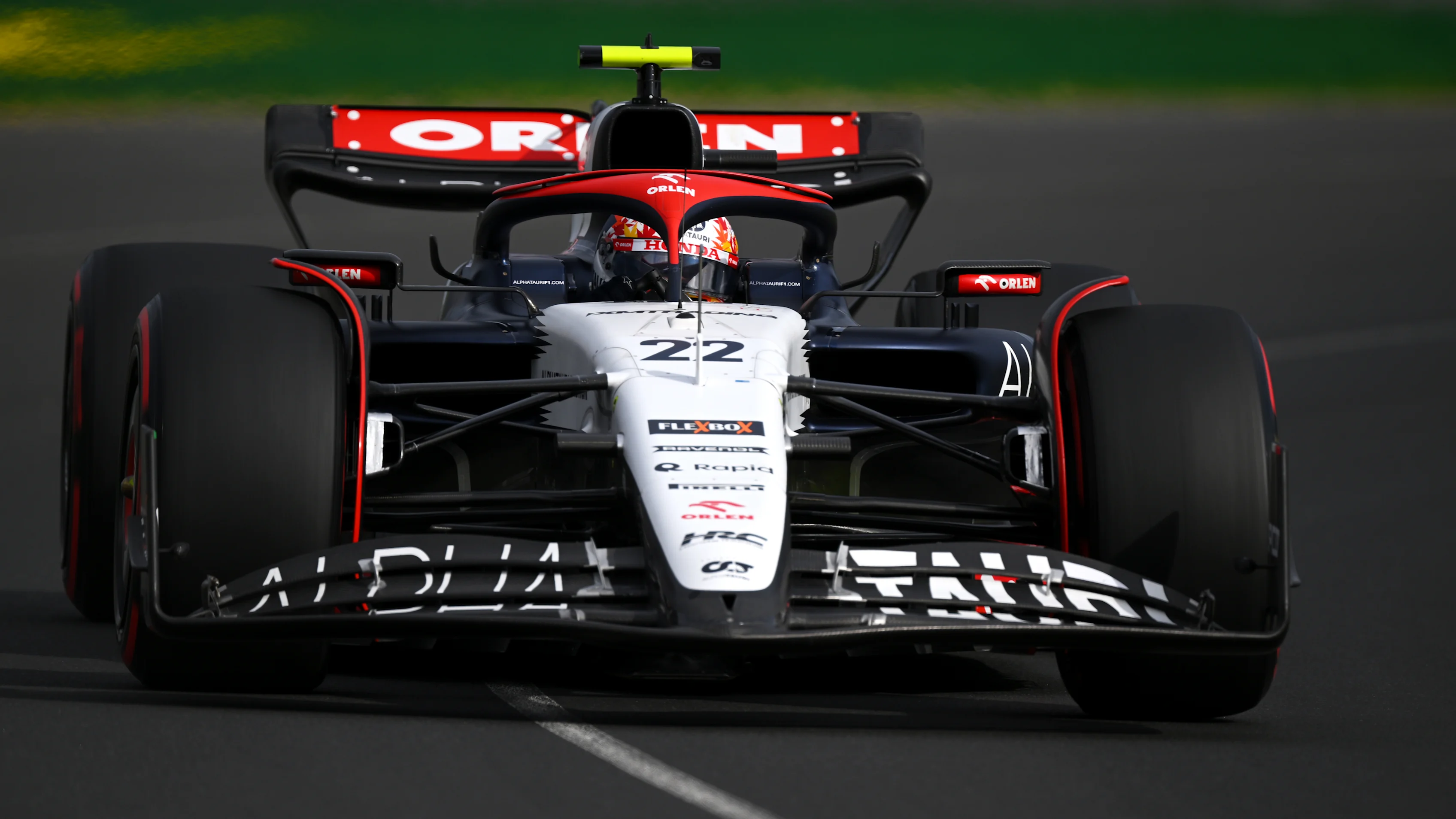 MELBOURNE, AUSTRALIA - APRIL 01: Yuki Tsunoda of Japan driving the (22) Scuderia AlphaTauri AT04 on