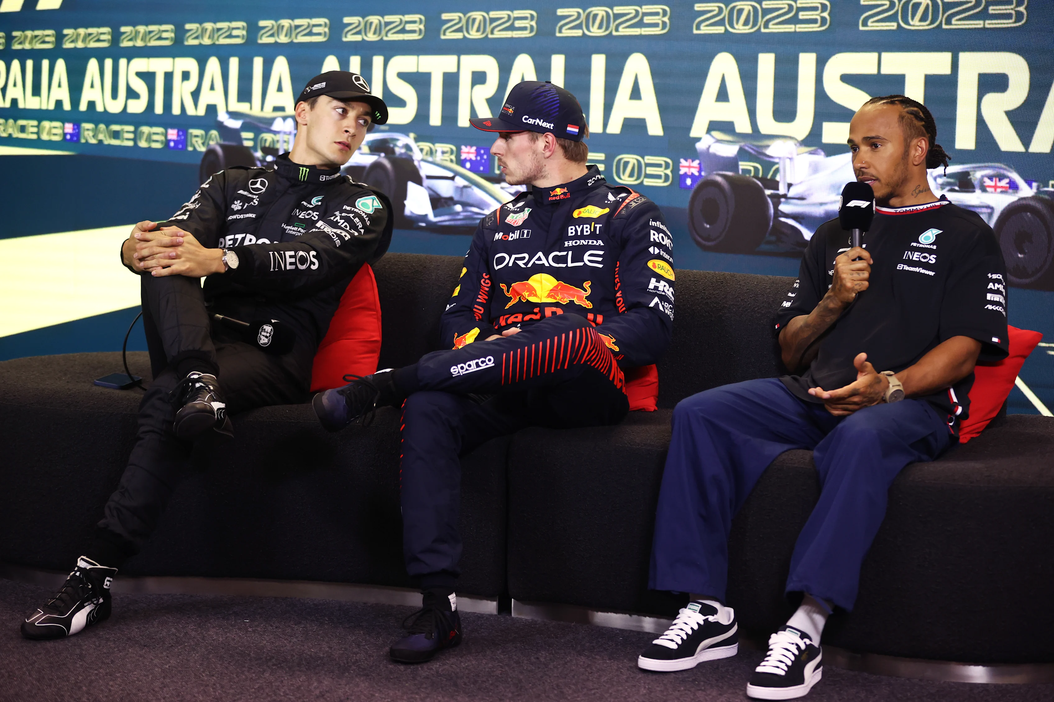 MELBOURNE, AUSTRALIA - APRIL 01: Pole position qualifier Max Verstappen of the Netherlands and
