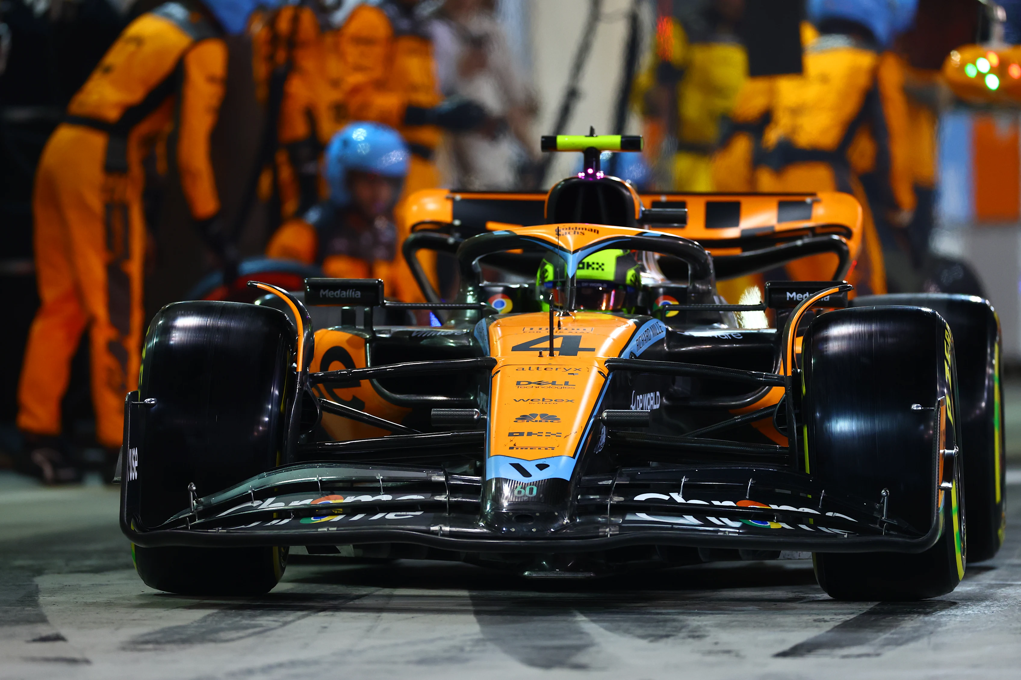 BAHRAIN, BAHRAIN - MARCH 05: Lando Norris of Great Britain driving the (4) McLaren MCL60 Mercedes