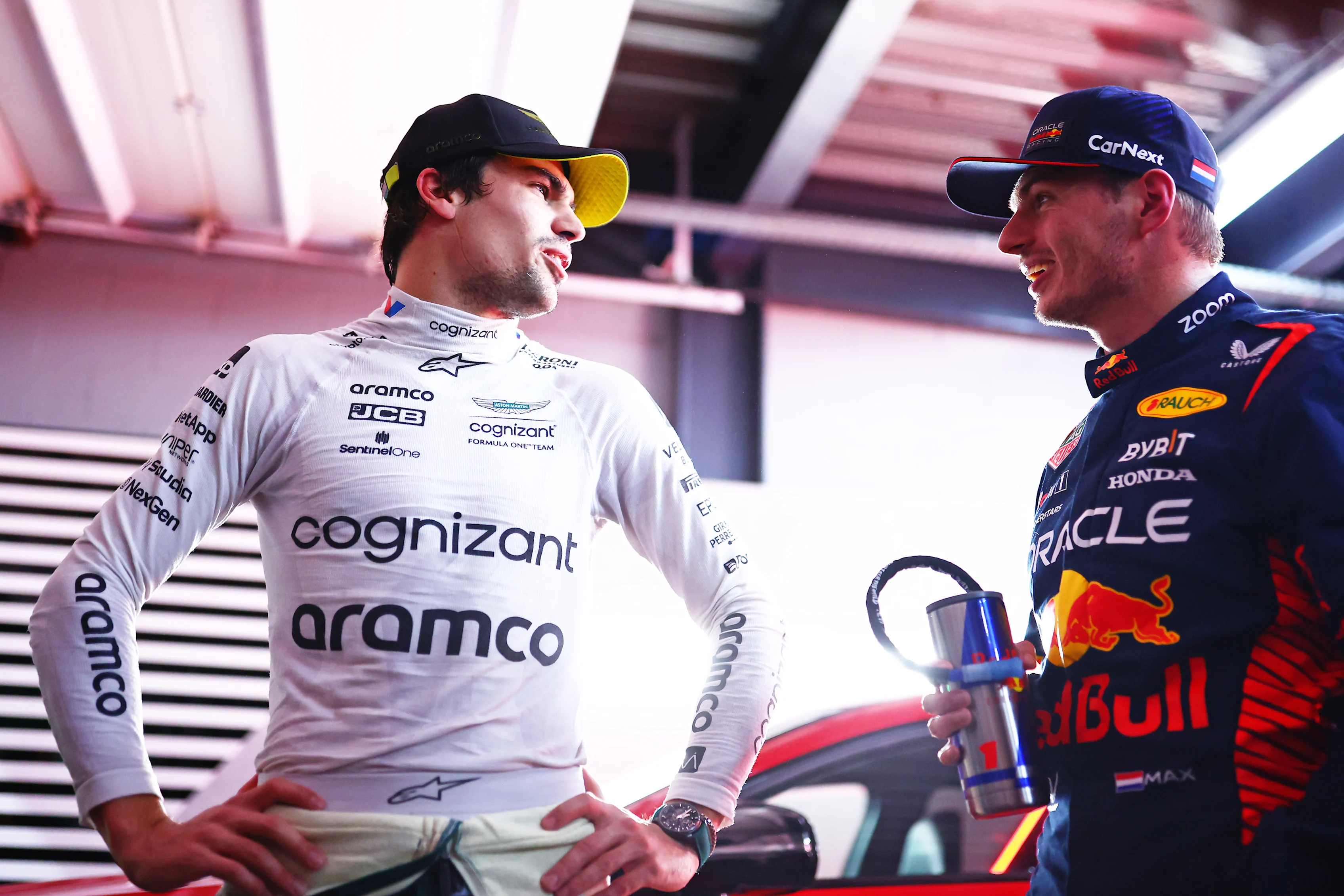 SAO PAULO, BRAZIL - NOVEMBER 03: Pole position qualifier Max Verstappen of the Netherlands and