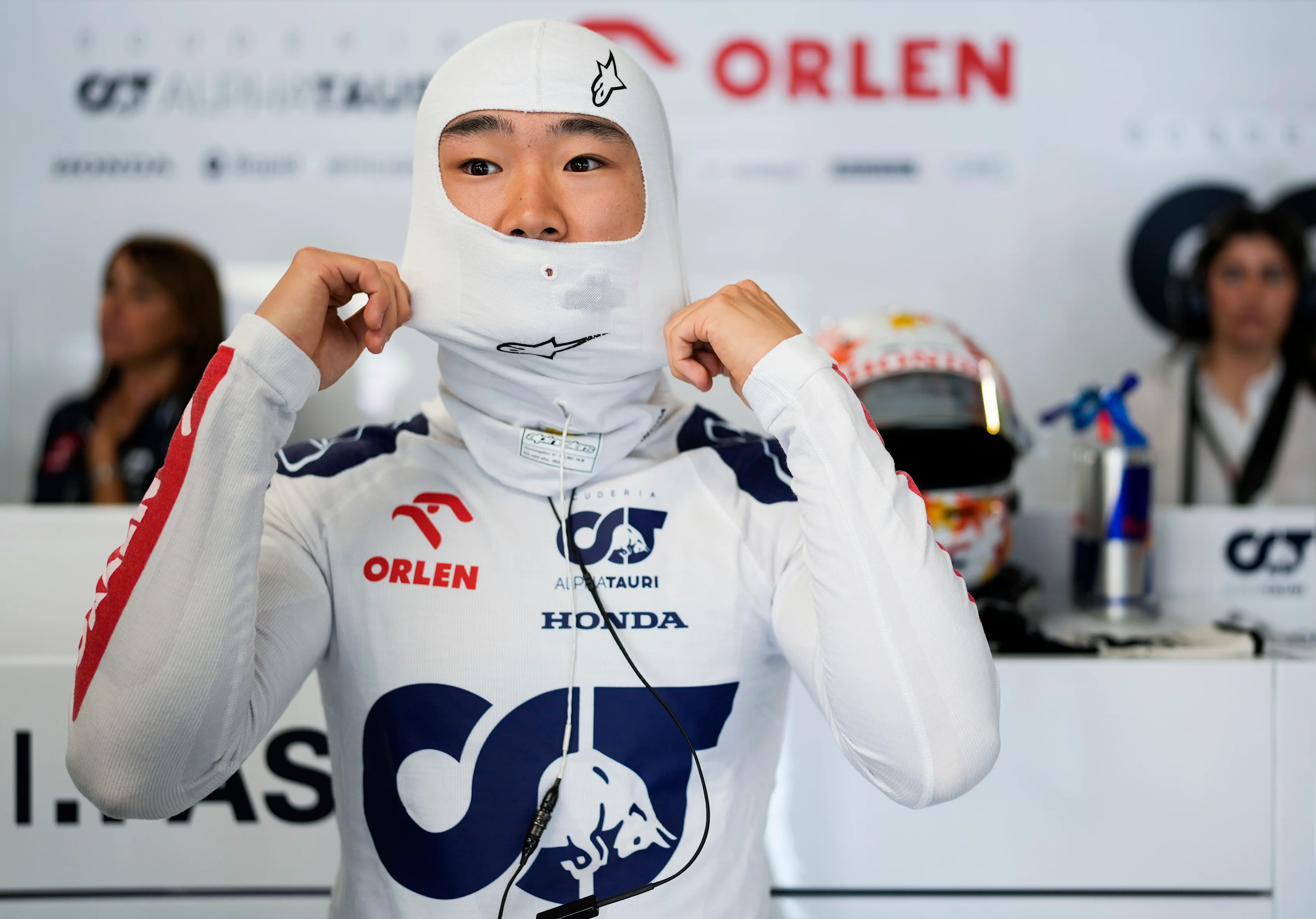 MONTREAL, QUEBEC - JUNE 16: Yuki Tsunoda of Japan and Scuderia AlphaTauri prepares to drive in the garage during practice ahead of the F1 Grand Prix of Canada at Circuit Gilles Villeneuve on June 16, 2023 in Montreal, Quebec. (Photo by Rudy Carezzevoli/Getty Images)