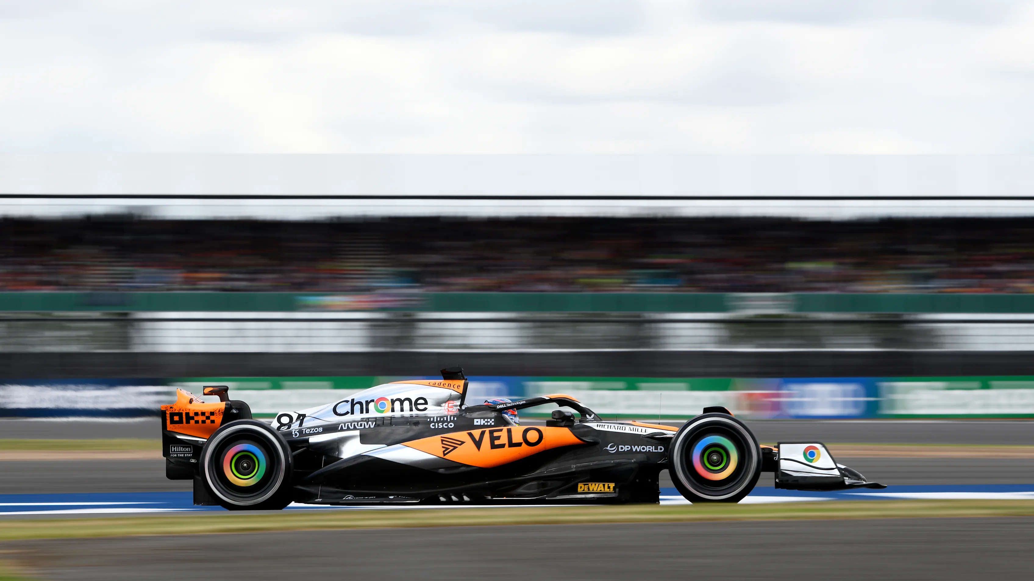 NORTHAMPTON, ENGLAND - JULY 09: Oscar Piastri of Australia driving the (81) McLaren MCL60 Mercedes