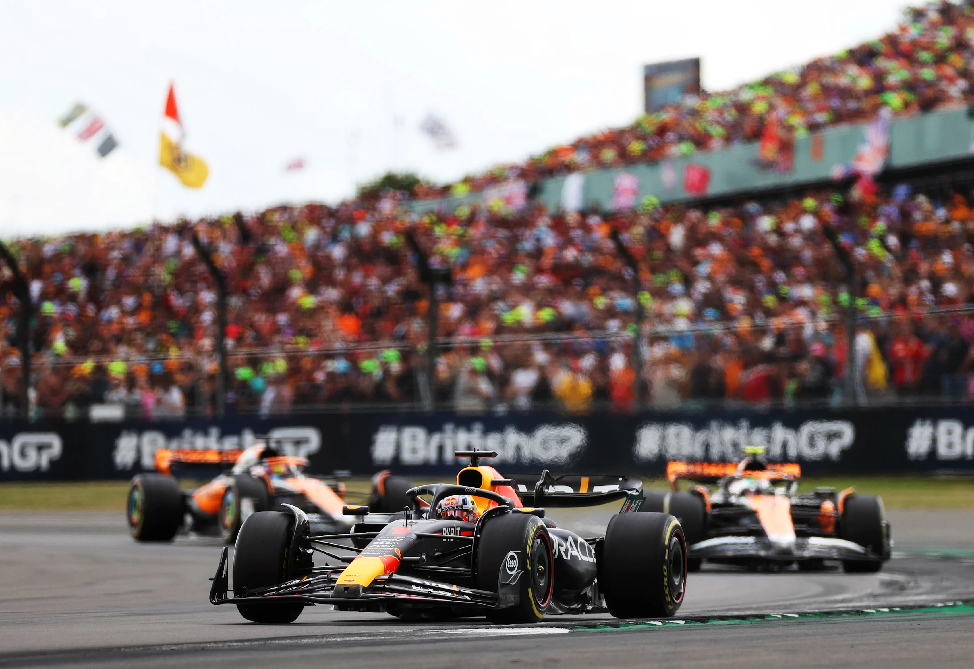 NORTHAMPTON, ENGLAND - JULY 09: Max Verstappen of the Netherlands driving the (1) Oracle Red Bull