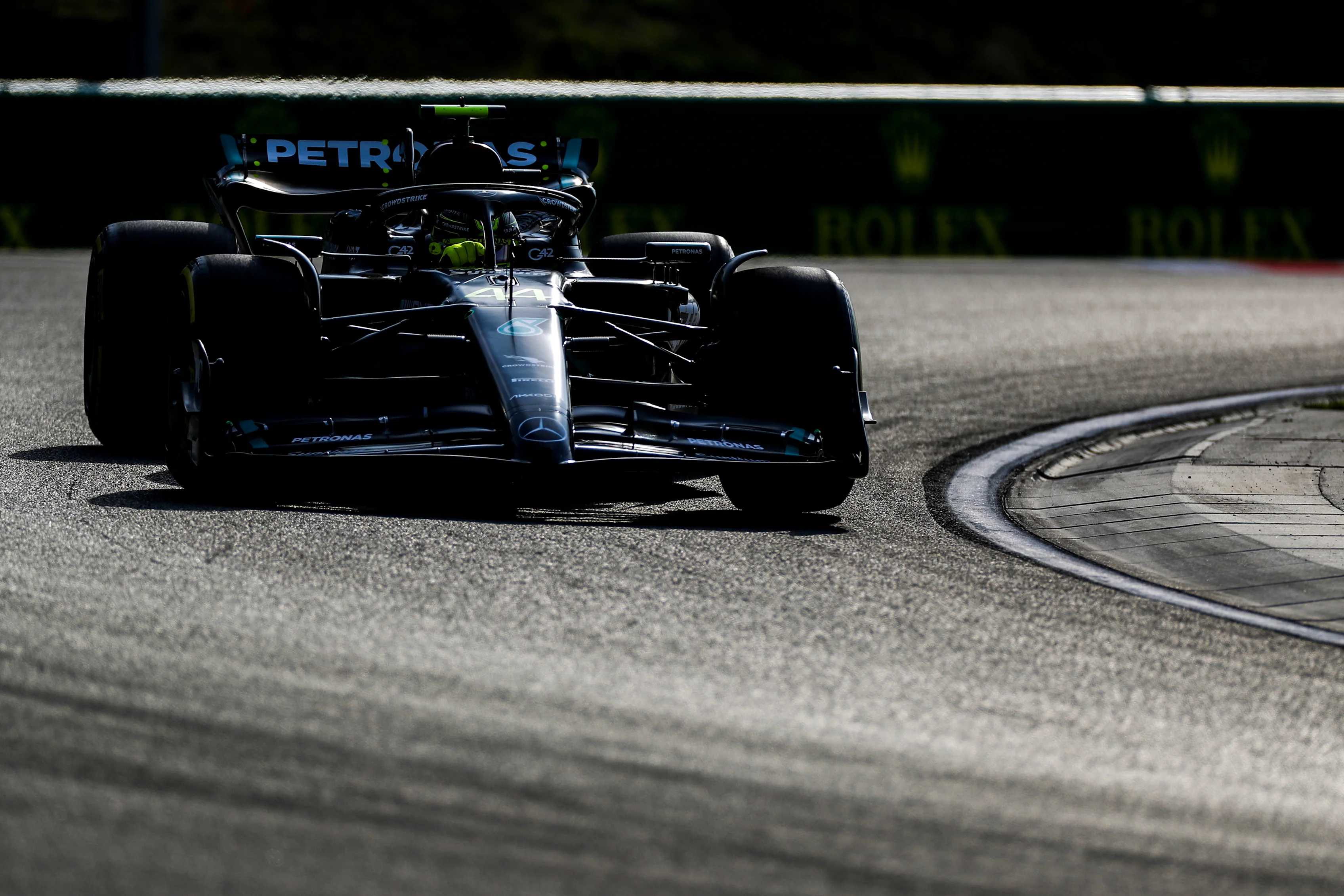 BUDAPEST, HUNGARY - JULY 21: Lewis Hamilton of Mercedes and Great Britain during practice ahead of