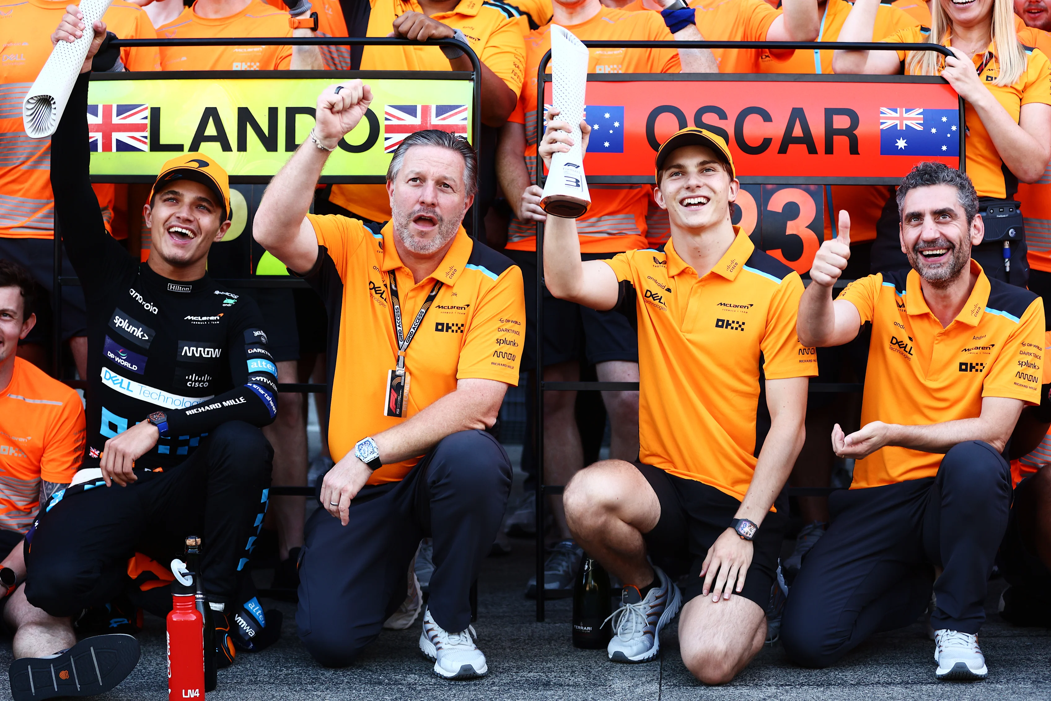 SUZUKA, JAPAN - SEPTEMBER 24: Second placed Lando Norris of Great Britain and McLaren, Third placed
