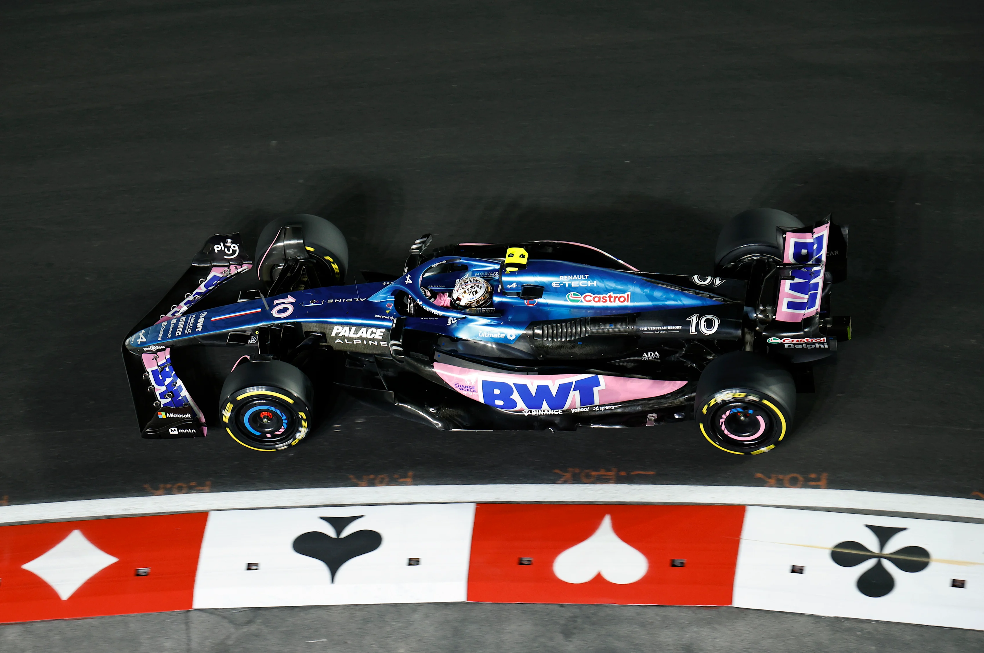LAS VEGAS, NEVADA - NOVEMBER 18: Pierre Gasly of France driving the (10) Alpine F1 A523 Renault on