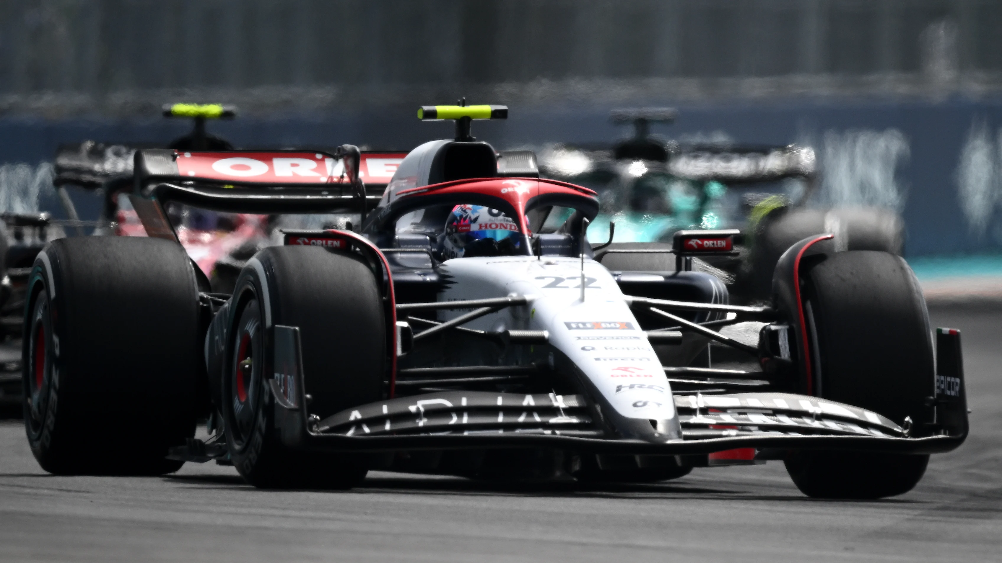MIAMI, FLORIDA - MAY 07: Yuki Tsunoda of Japan driving the (22) Scuderia AlphaTauri AT04 on track during the F1 Grand Prix of Miami at Miami International Autodrome on May 07, 2023 in Miami, Florida. (Photo by Clive Mason - Formula 1/Formula 1 via Getty Images)