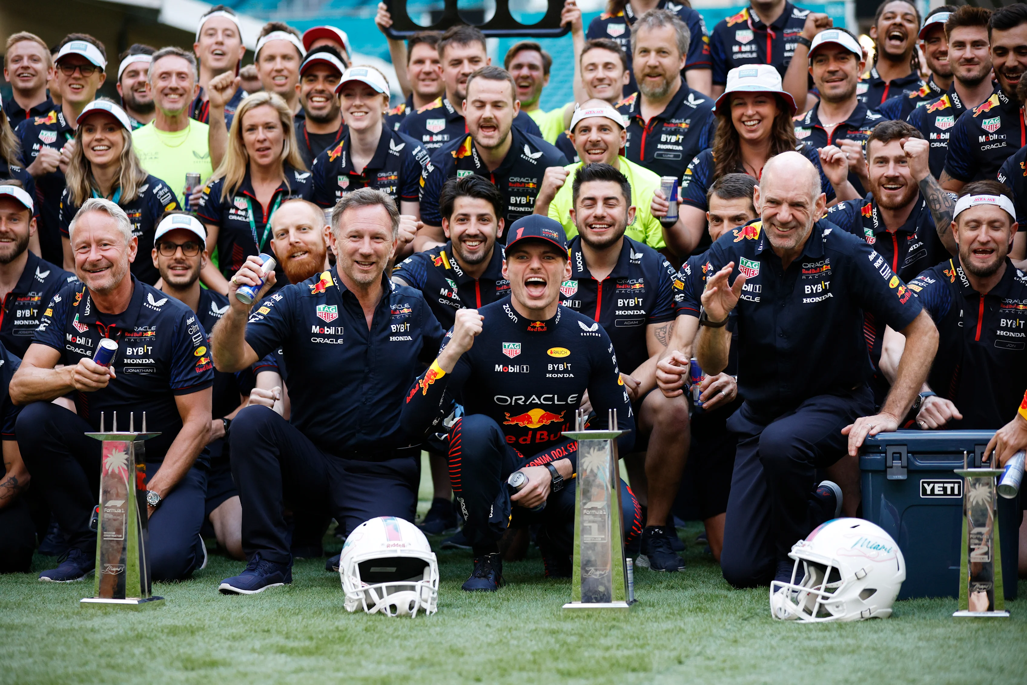 MIAMI, FLORIDA - MAY 07: Race winner Max Verstappen of the Netherlands and Oracle Red Bull Racing