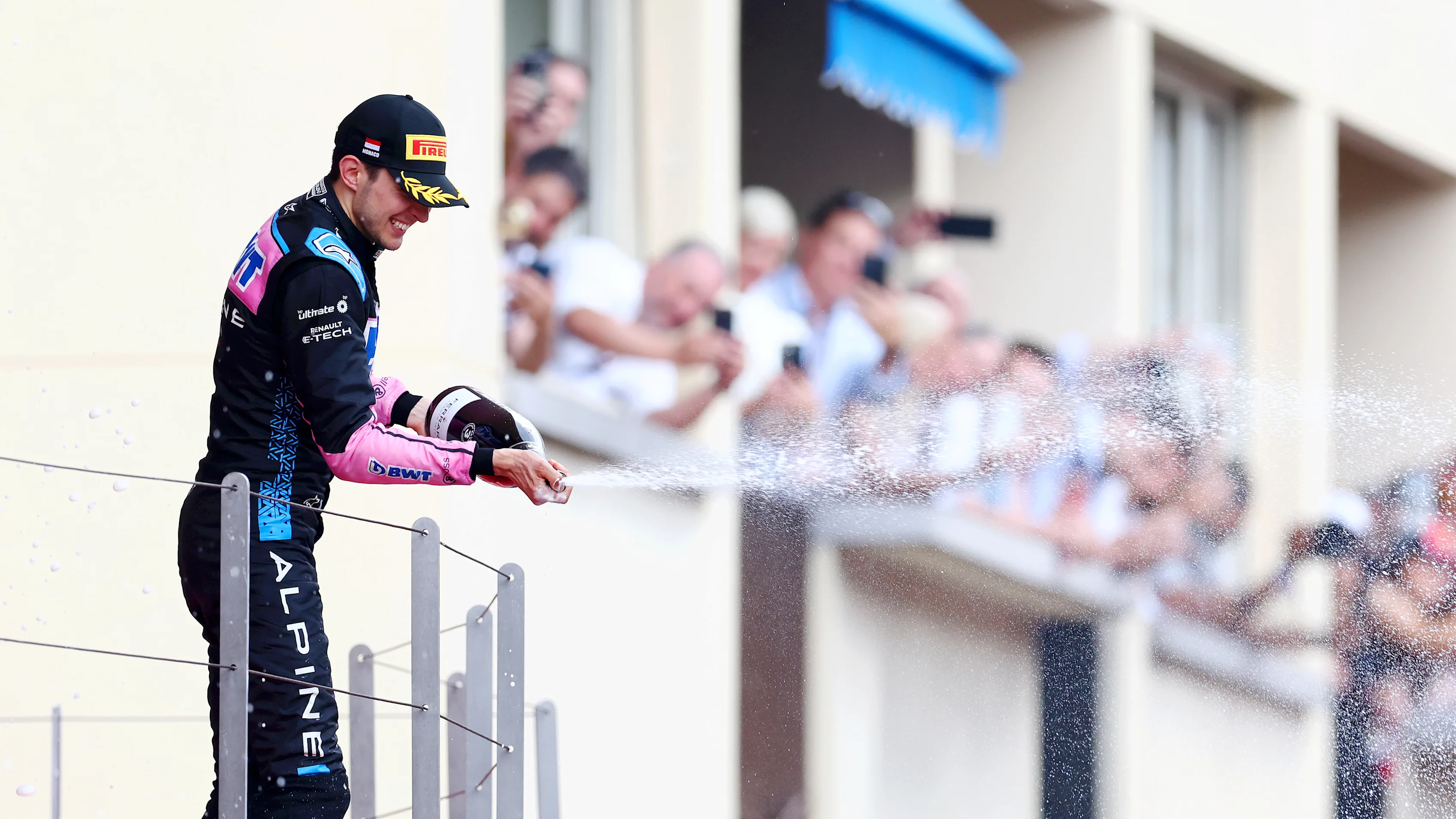 MONTE-CARLO, MONACO - MAY 28: Third placed Esteban Ocon of France and Alpine F1 celebrates on the