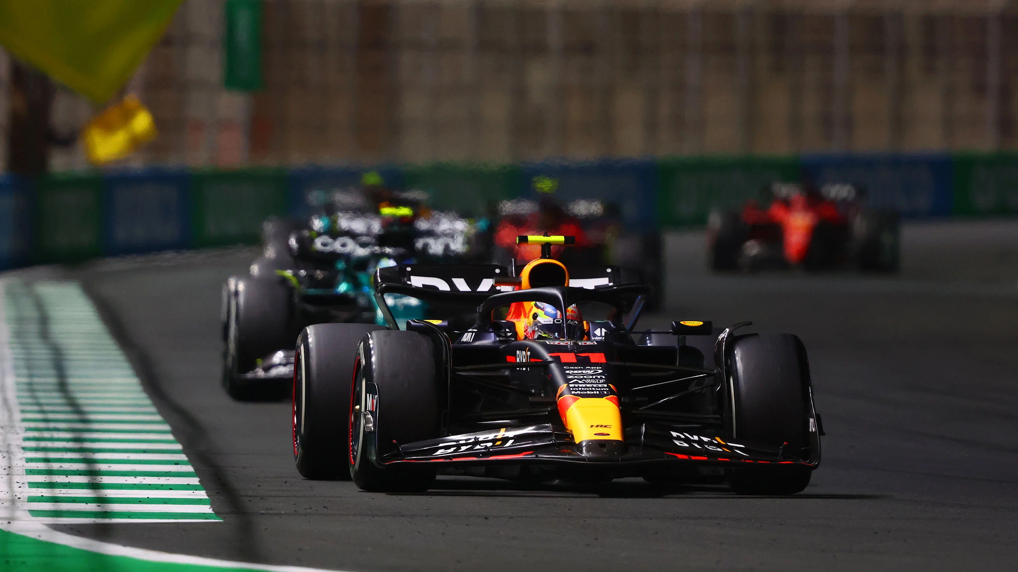 JEDDAH, SAUDI ARABIA - MARCH 19: Sergio Perez of Mexico driving the (11) Oracle Red Bull Racing