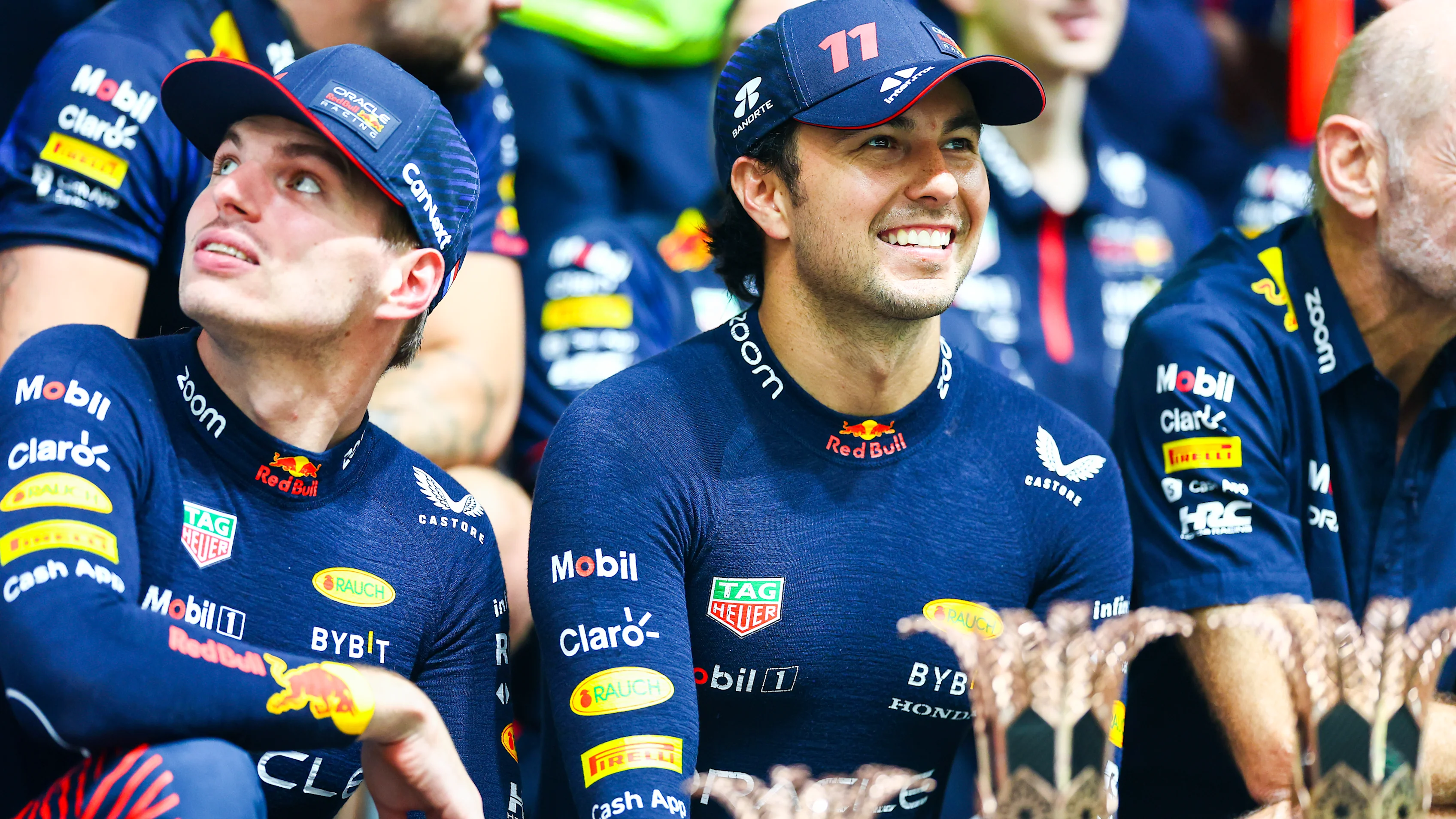 JEDDAH, SAUDI ARABIA - MARCH 19: Race winner Sergio Perez of Mexico and Oracle Red Bull Racing,