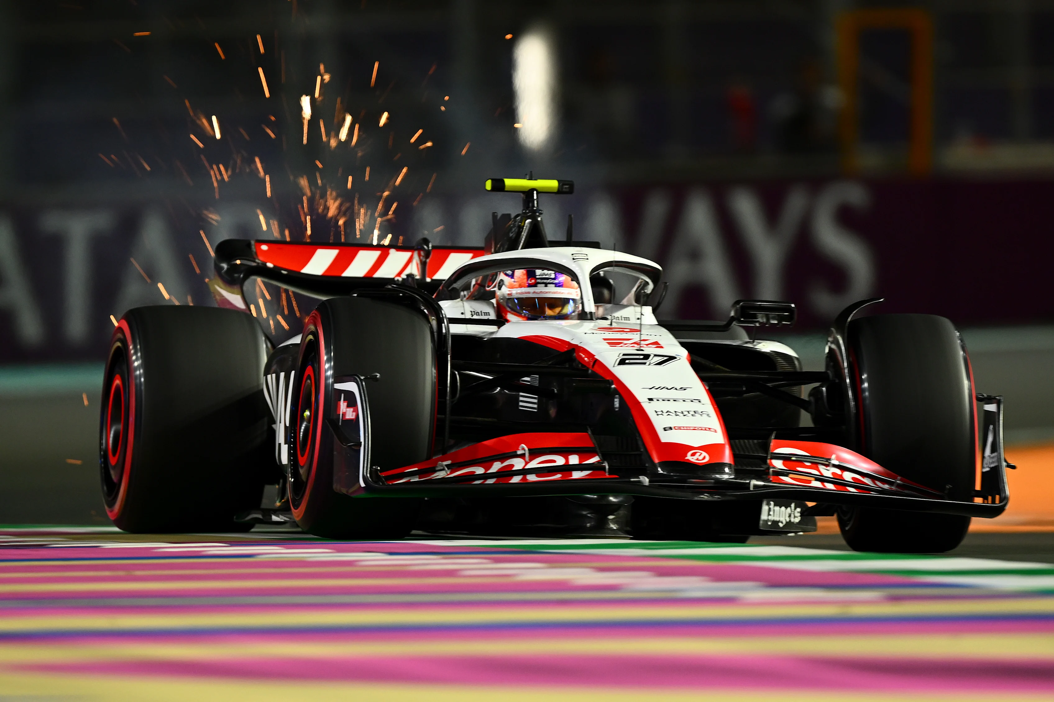 JEDDAH, SAUDI ARABIA - MARCH 18: Nico Hulkenberg of Germany driving the (27) Haas F1 VF-23 Ferrari