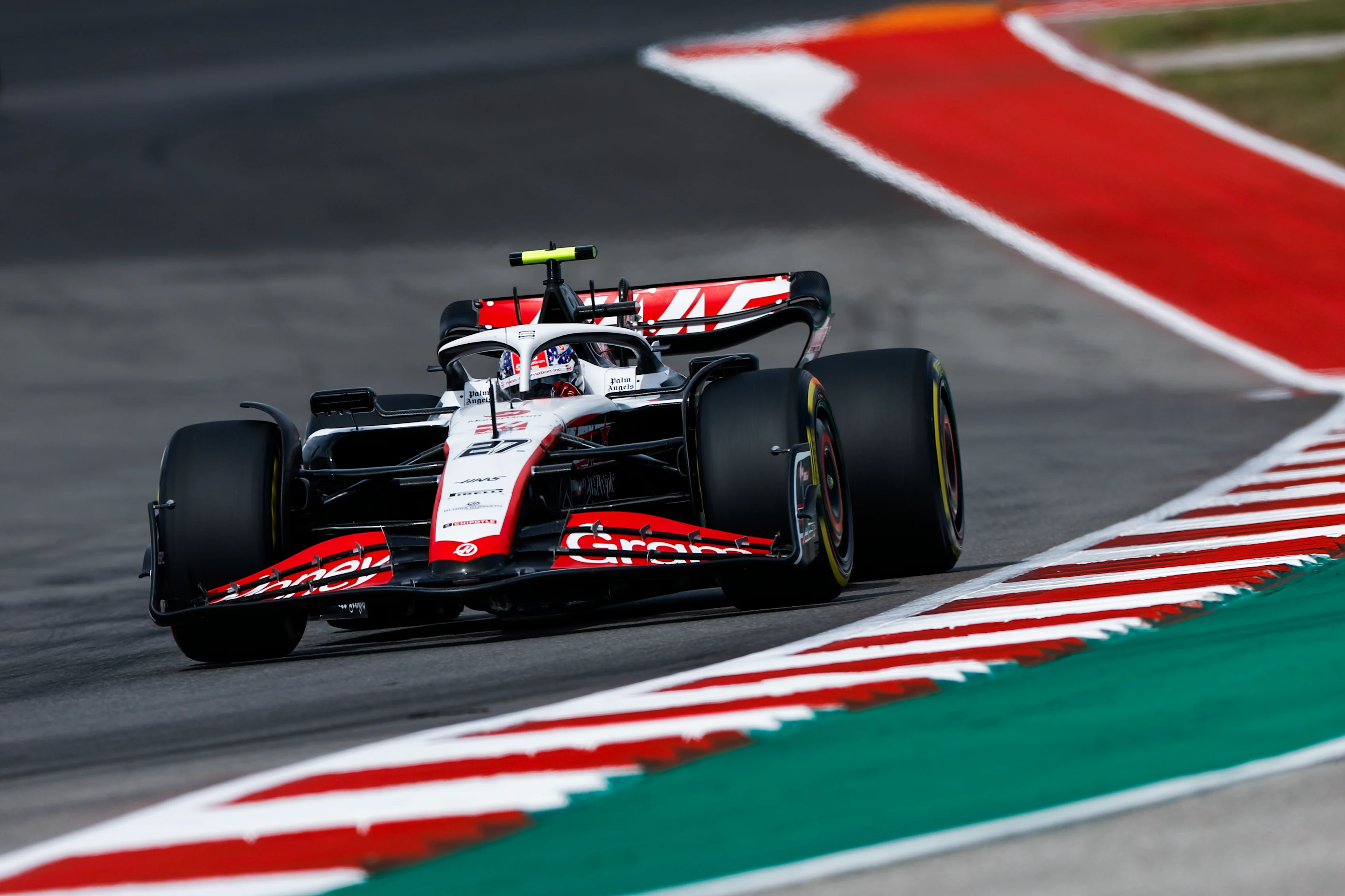 AUSTIN, TEXAS - OCTOBER 21: Nico Hulkenberg of Germany driving the (27) Haas F1 VF-23 Ferrari on