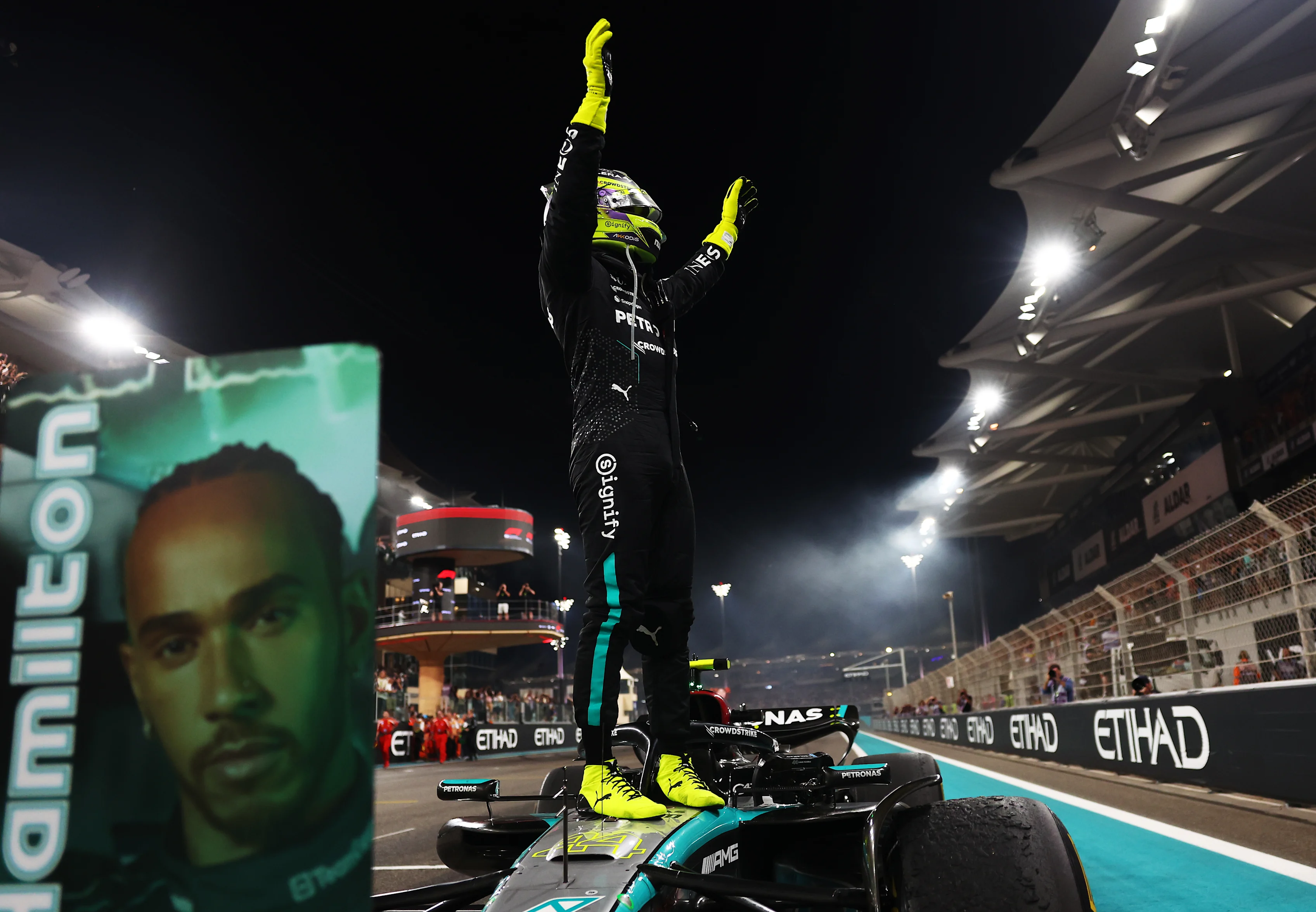 ABU DHABI, UNITED ARAB EMIRATES - DECEMBER 08: 4th placed Lewis Hamilton of Great Britain and