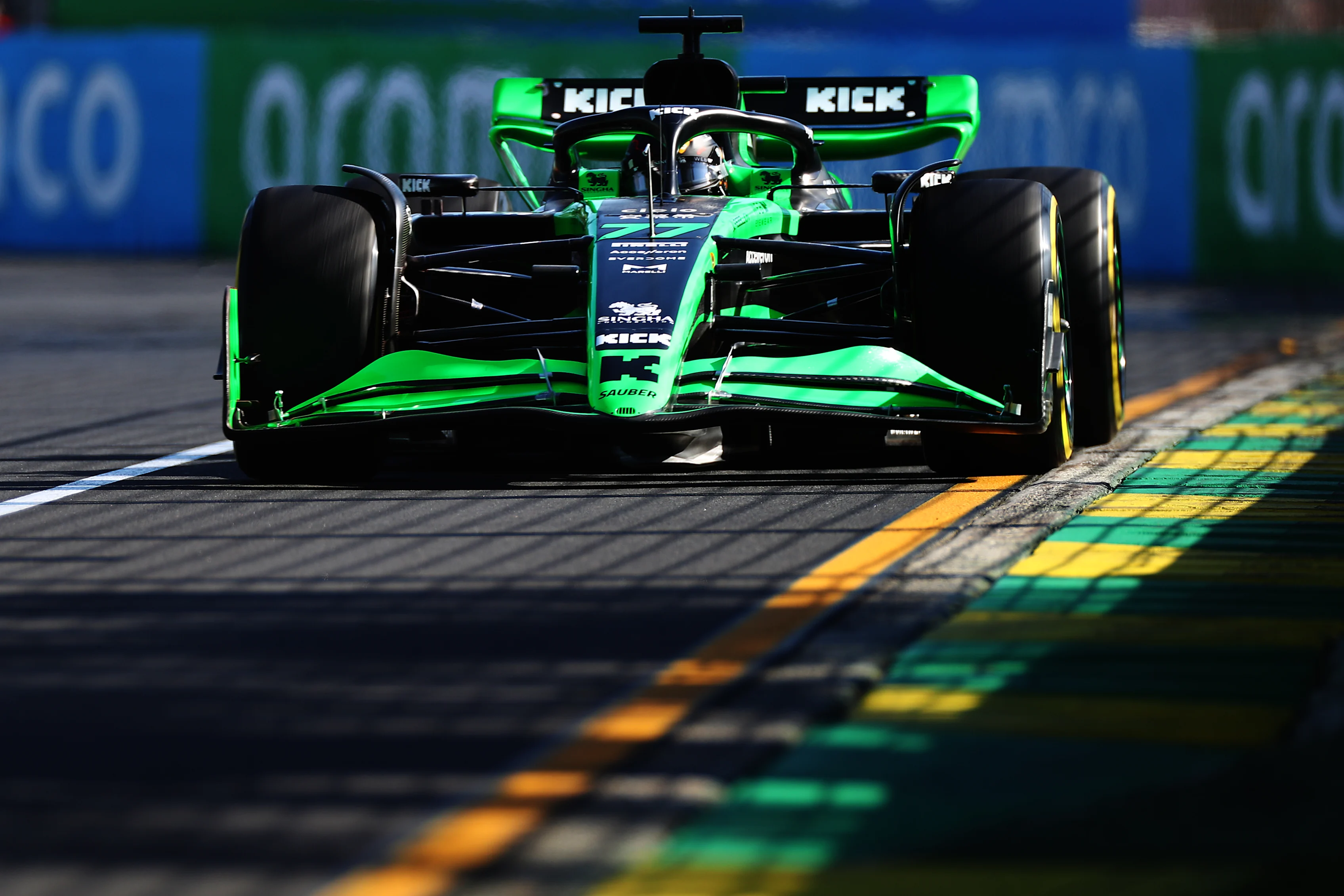 MELBOURNE, AUSTRALIA - MARCH 22: Valtteri Bottas of Finland driving the (77) Kick Sauber C44 Ferrari on track during practice ahead of the F1 Grand Prix of Australia at Albert Park Circuit on March 22, 2024 in Melbourne, Australia. (Photo by Peter Fox/Getty Images)