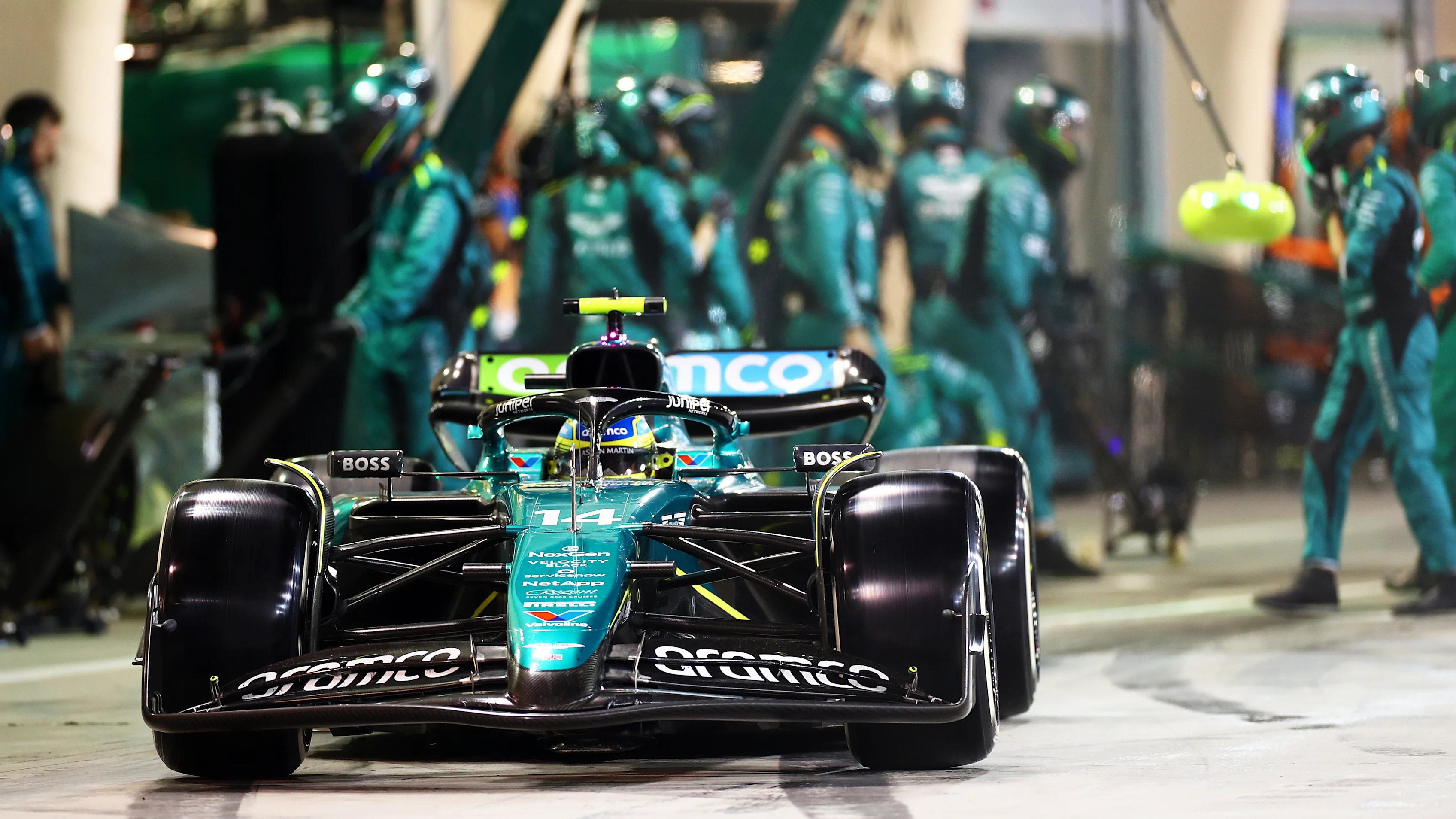 BAHRAIN, BAHRAIN - MARCH 02: Fernando Alonso of Spain driving the (14) Aston Martin AMR24 Mercedes