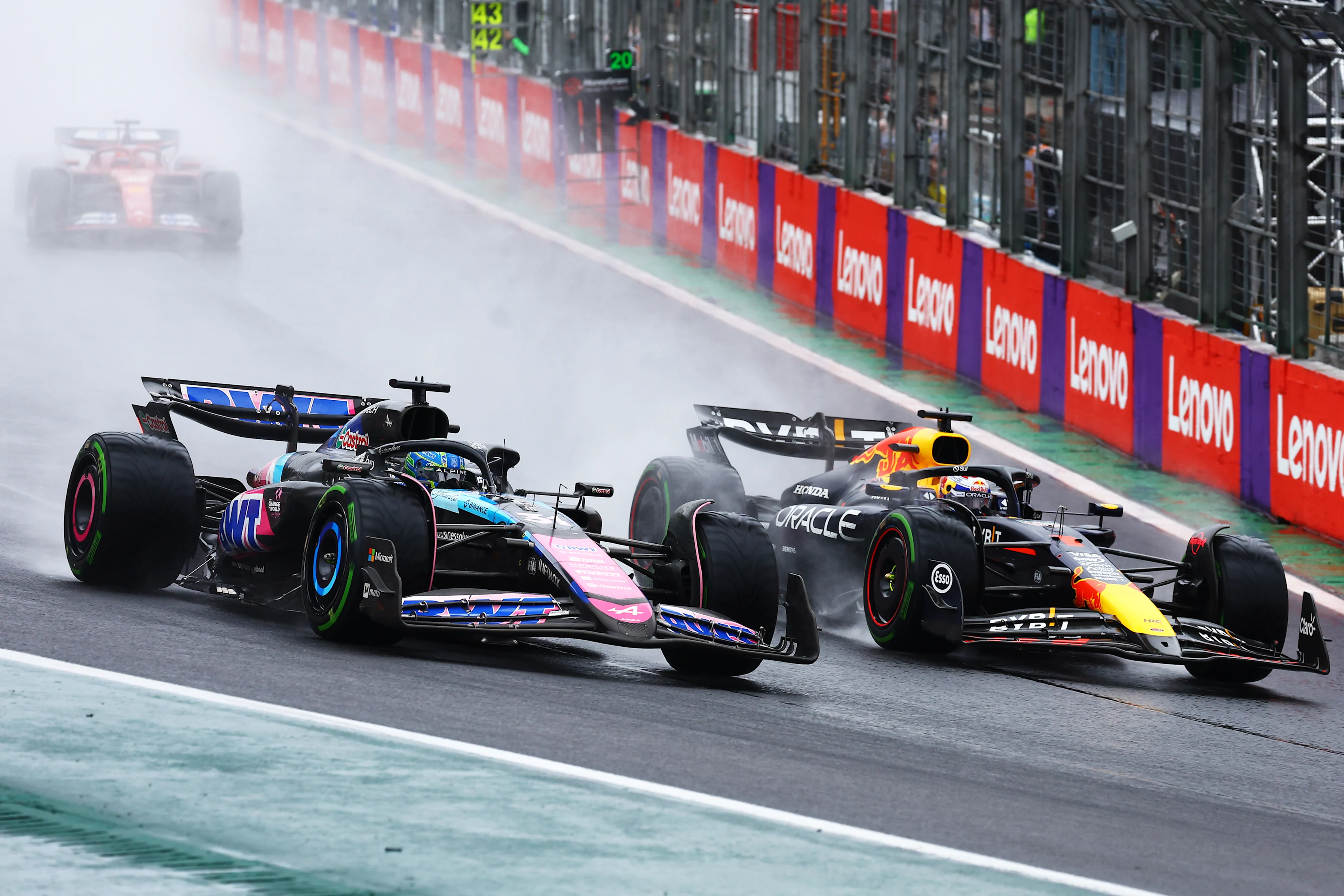 SAO PAULO, BRAZIL - NOVEMBER 03: Max Verstappen of the Netherlands driving the (1) Oracle Red Bull