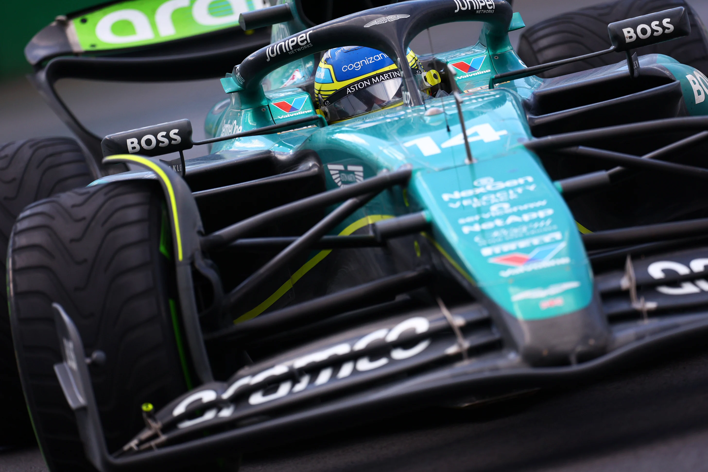 MONTREAL, QUEBEC - JUNE 09: Fernando Alonso of Spain driving the (14) Aston Martin AMR24 Mercedes