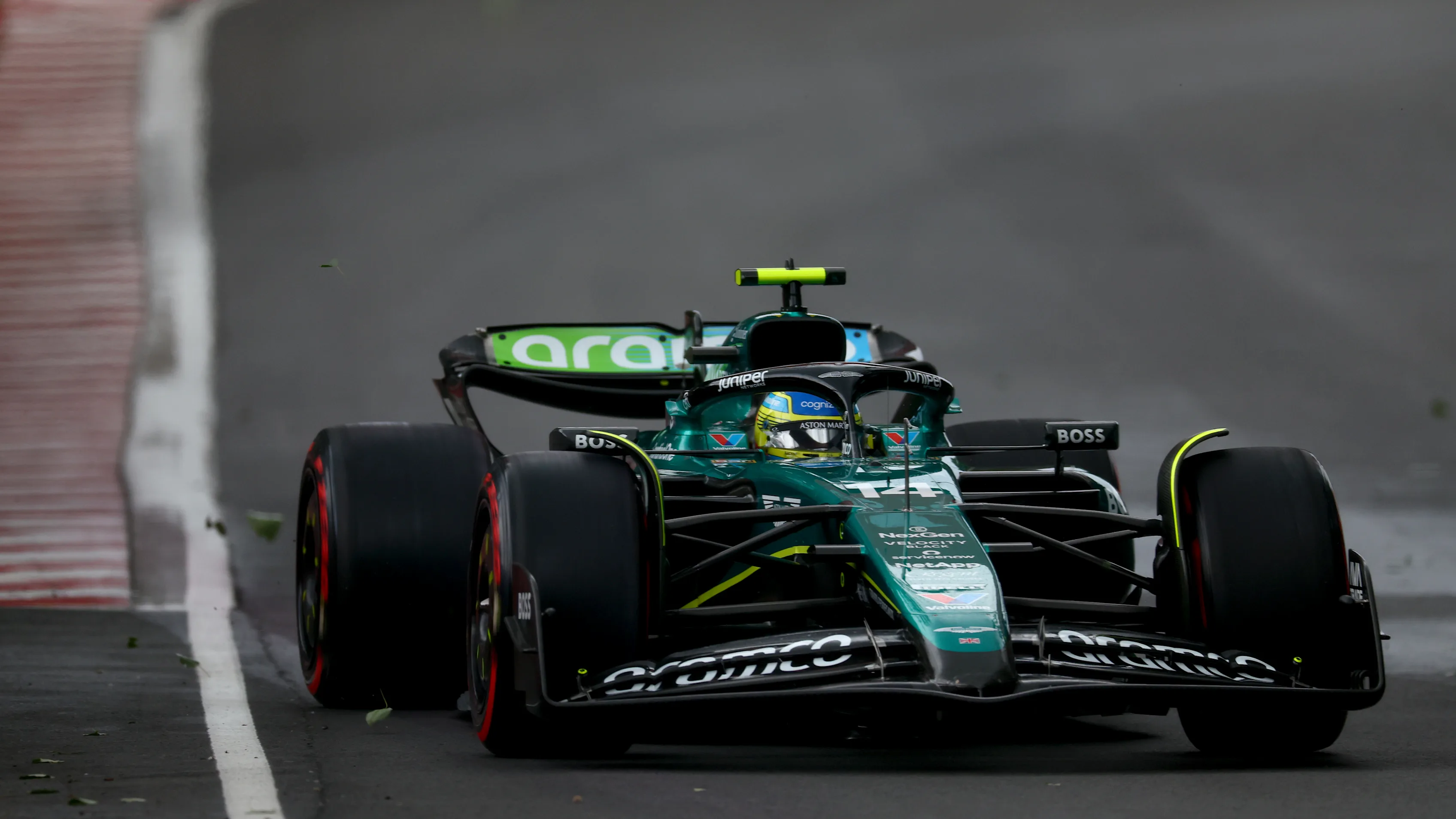 MONTREAL, QUEBEC - JUNE 09: Fernando Alonso of Spain driving the (14) Aston Martin AMR24 Mercedes