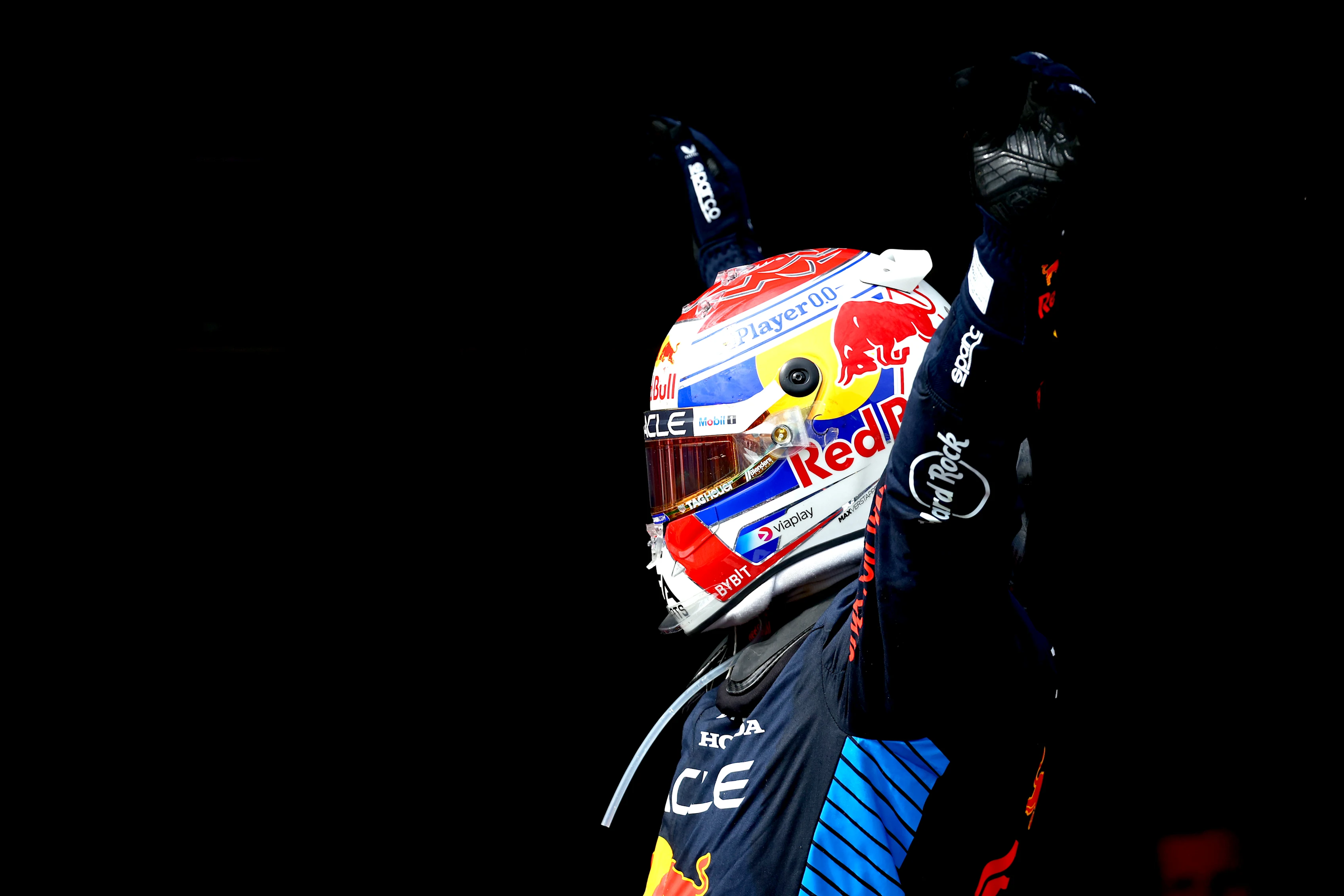 IMOLA, ITALY - MAY 19: Race winner Max Verstappen of the Netherlands and Oracle Red Bull Racing celebrates in parc ferme during the F1 Grand Prix of Emilia-Romagna at Autodromo Enzo e Dino Ferrari Circuit on May 19, 2024 in Imola, Italy. (Photo by Clive Rose/Getty Images)