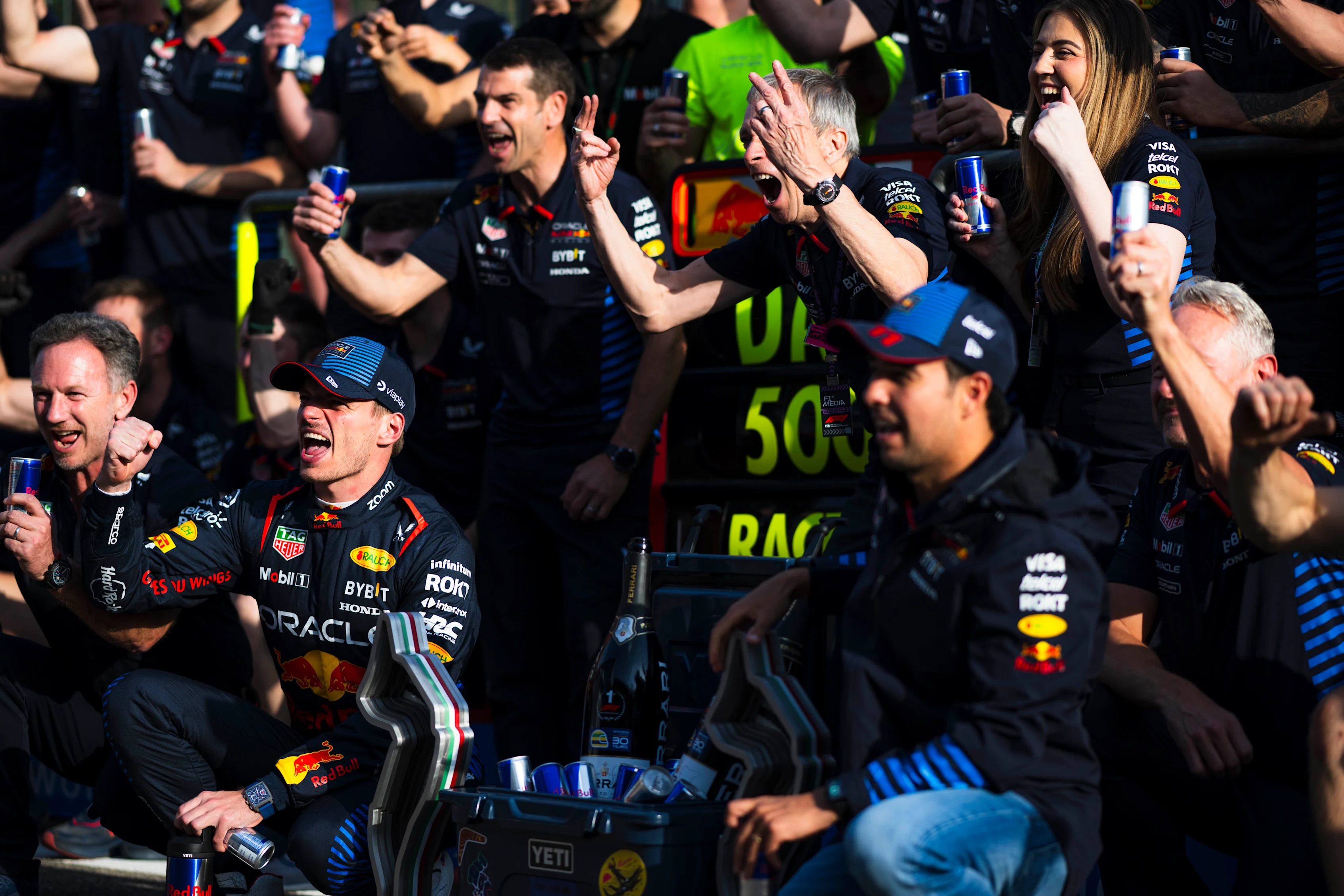 IMOLA, ITALY - MAY 19: Race winner Max Verstappen of the Netherlands and Oracle Red Bull Racing