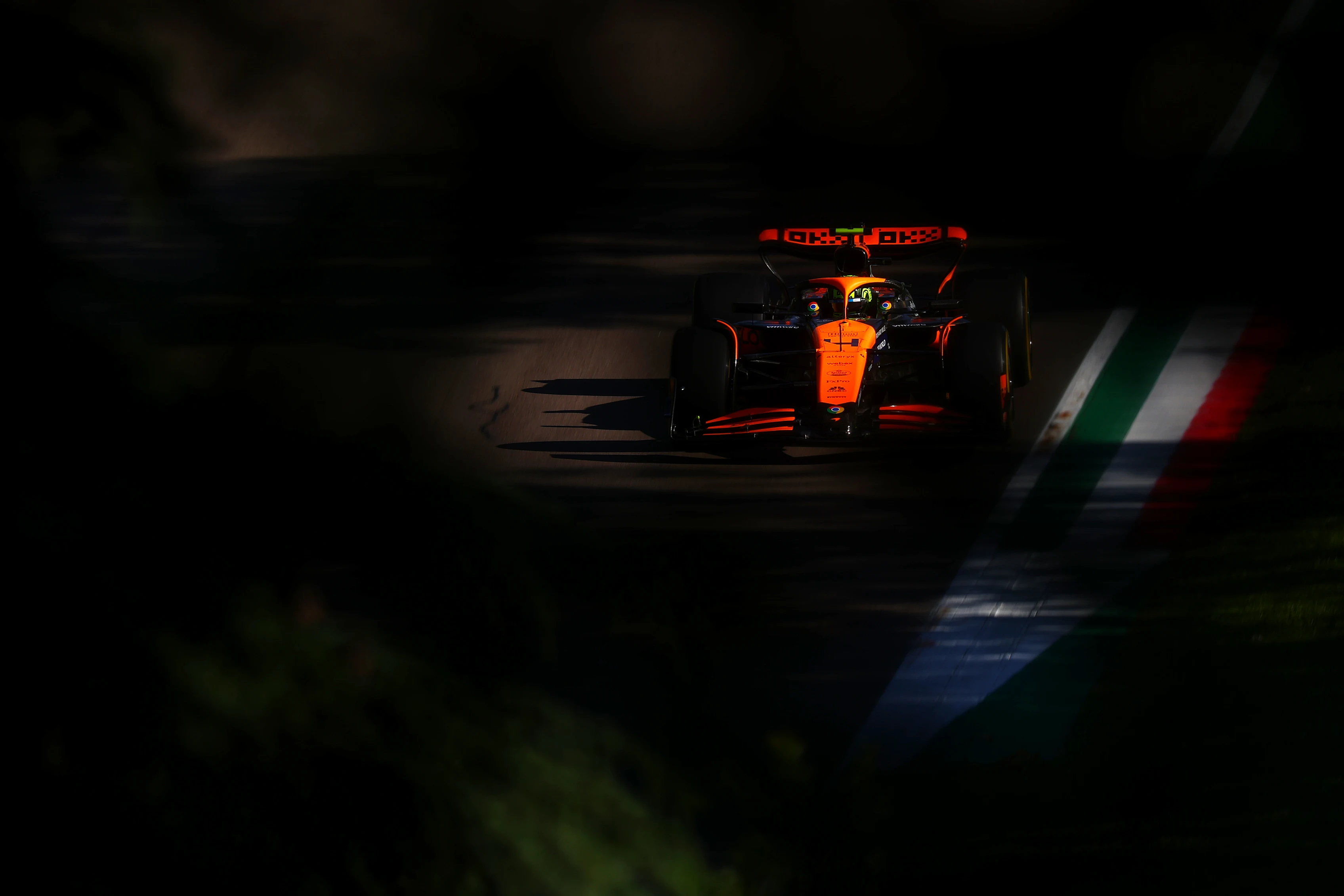 IMOLA, ITALY - MAY 17: Lando Norris of Great Britain driving the (4) McLaren MCL38 Mercedes on track during practice ahead of the F1 Grand Prix of Emilia-Romagna at Autodromo Enzo e Dino Ferrari Circuit on May 17, 2024 in Imola, Italy. (Photo by Lars Baron/Getty Images)