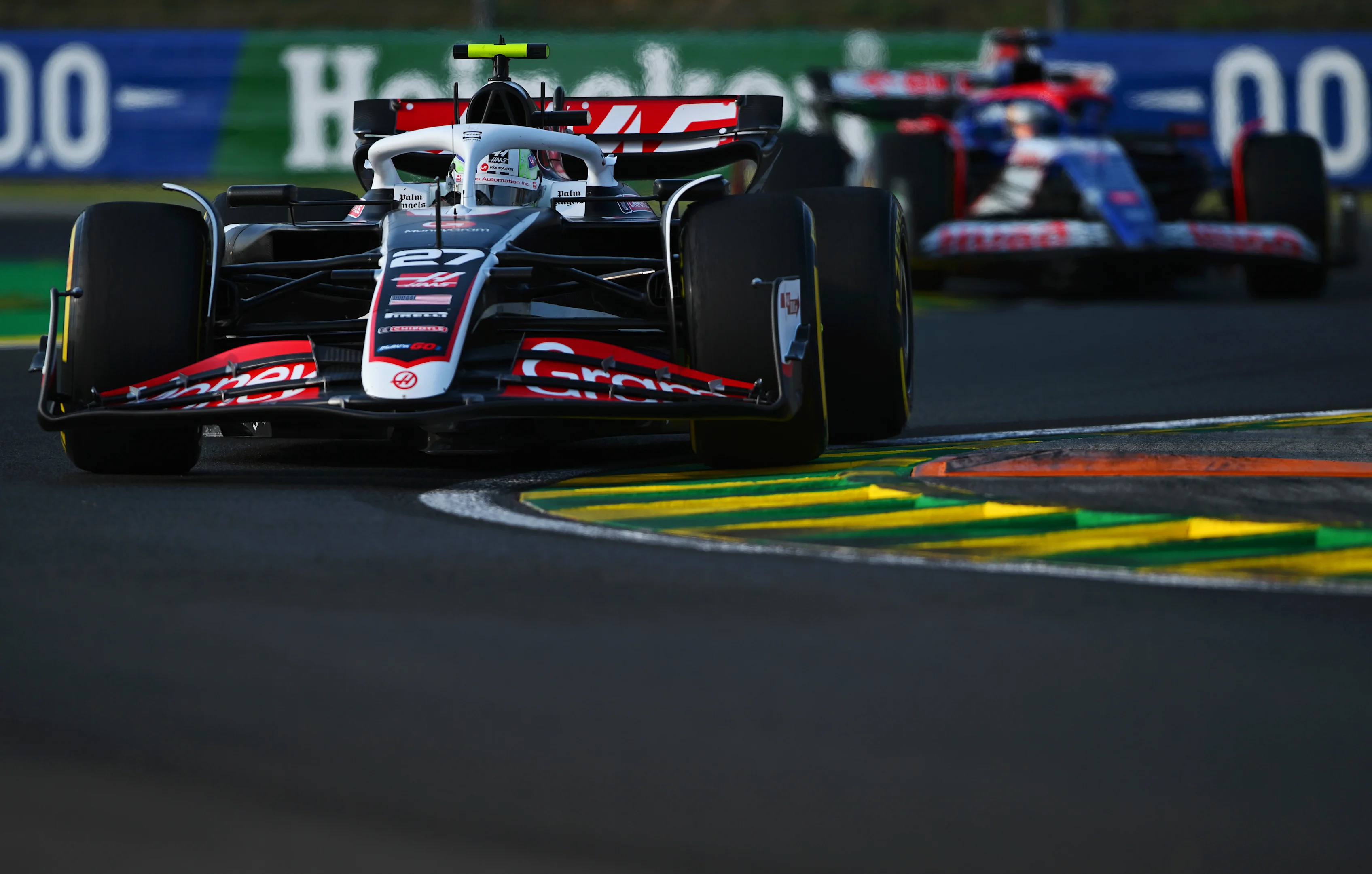 BUDAPEST, HUNGARY - JULY 19: Nico Hulkenberg of Germany driving the (27) Haas F1 VF-24 Ferrari on track during practice ahead of the F1 Grand Prix of Hungary at Hungaroring on July 19, 2024 in Budapest, Hungary. (Photo by Rudy Carezzevoli/Getty Images)