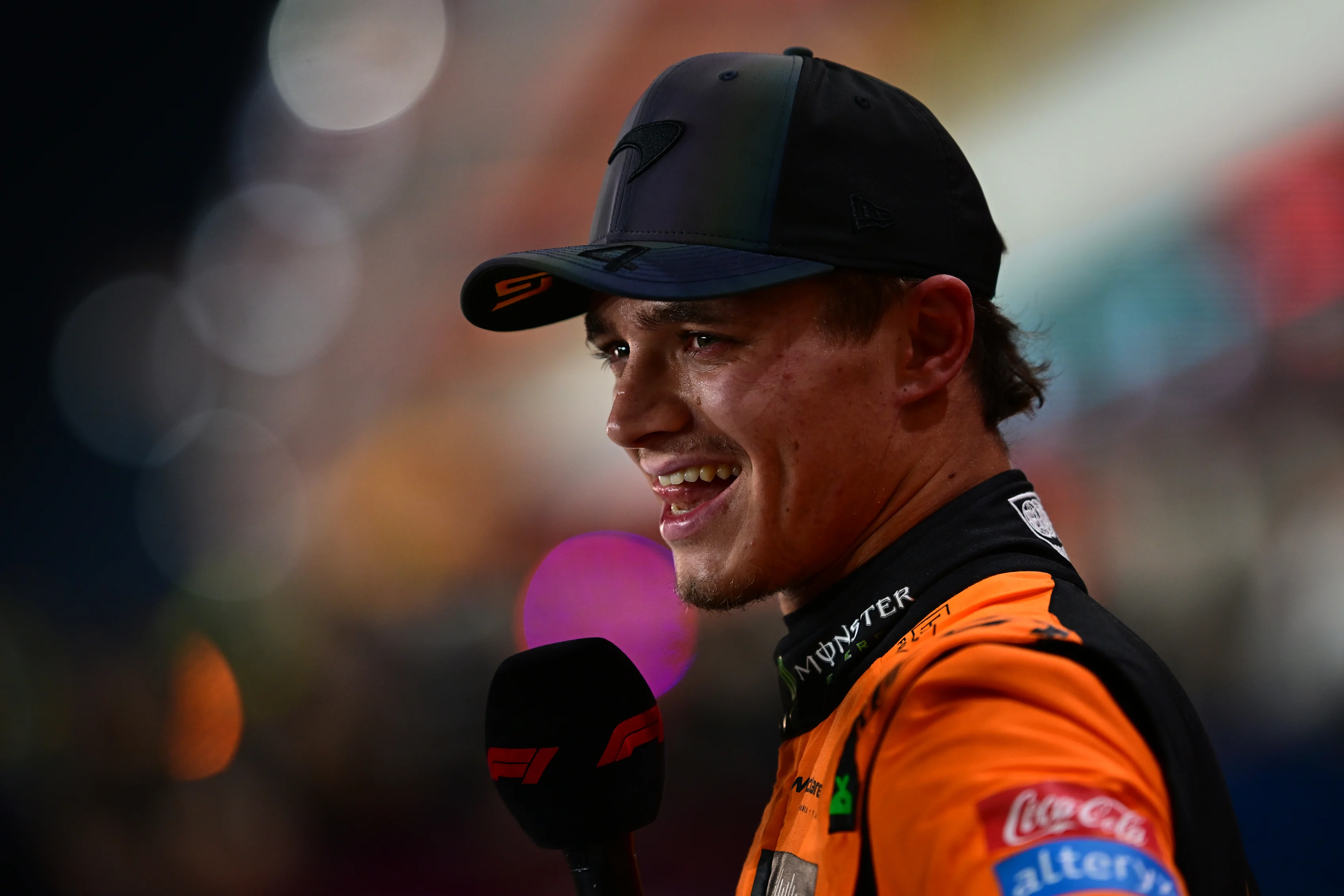 LUSAIL CITY, QATAR - NOVEMBER 29: Sprint Pole qualifier Lando Norris of Great Britain and McLaren celebrates in parc ferme during Sprint Qualifying ahead of the F1 Grand Prix of Qatar at Lusail International Circuit on November 29, 2024 in Lusail City, Qatar. (Photo by Mario Renzi - Formula 1/Formula 1 via Getty Images)