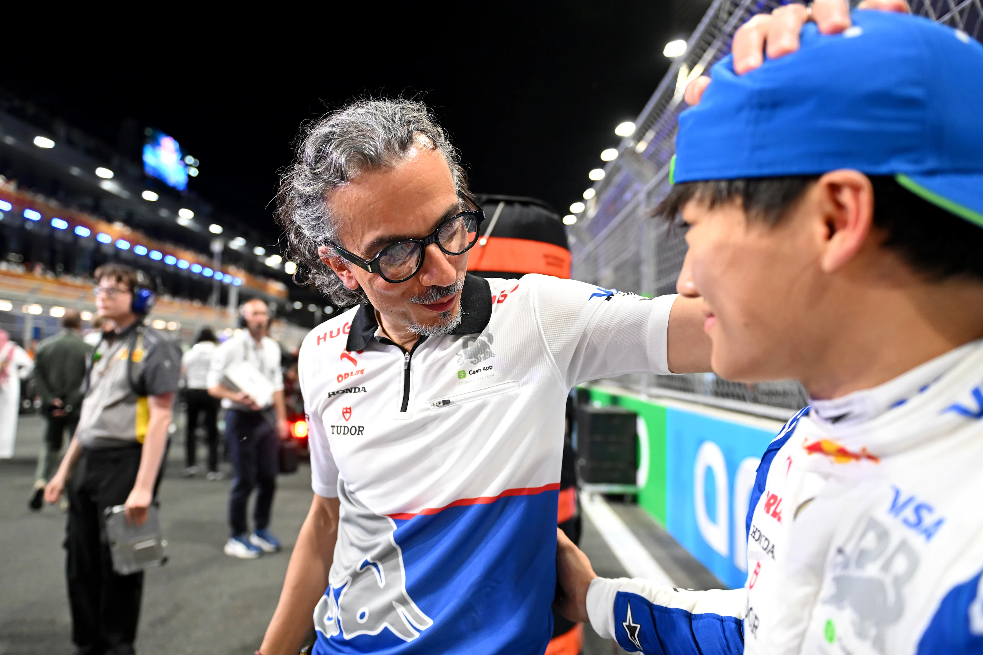 JEDDAH, SAUDI ARABIA - MARCH 09: Laurent Mekies, Team Principal of Visa Cash App RB speaks to Yuki
