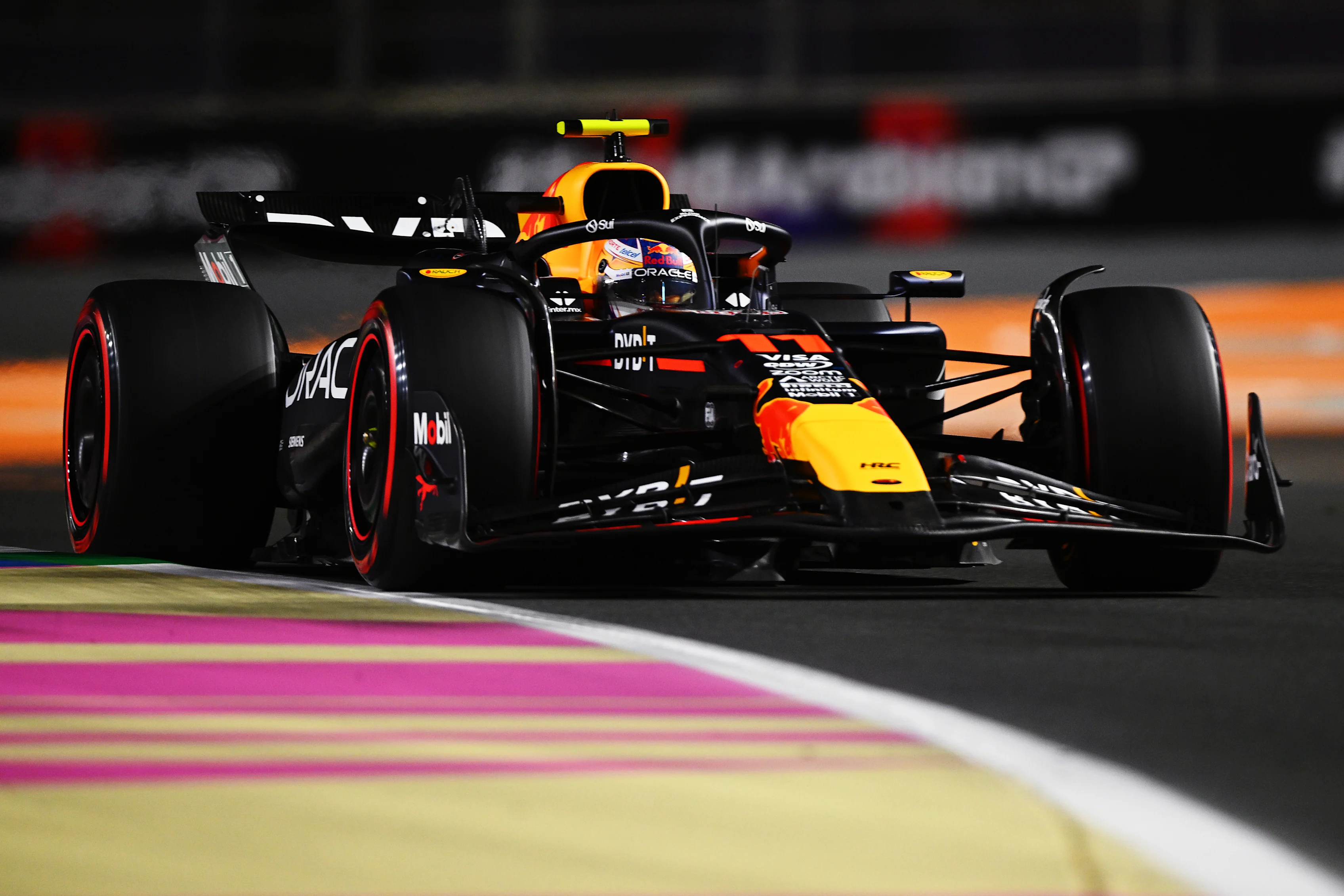 JEDDAH, SAUDI ARABIA - MARCH 08: Sergio Perez of Mexico driving the (11) Oracle Red Bull Racing