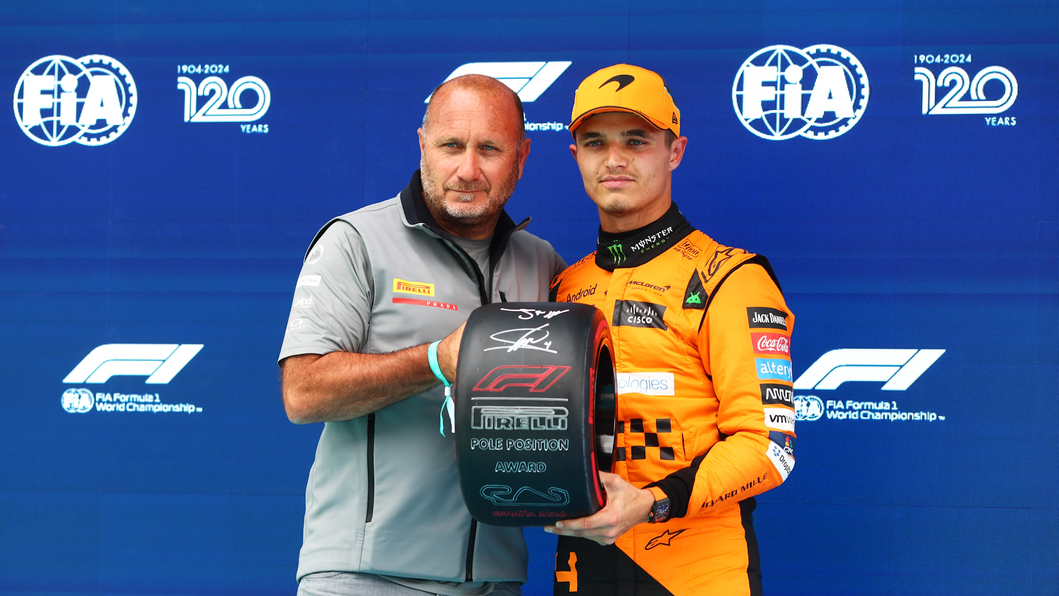 BARCELONA, SPAIN - JUNE 22: Pole position qualifier Lando Norris of Great Britain and McLaren is