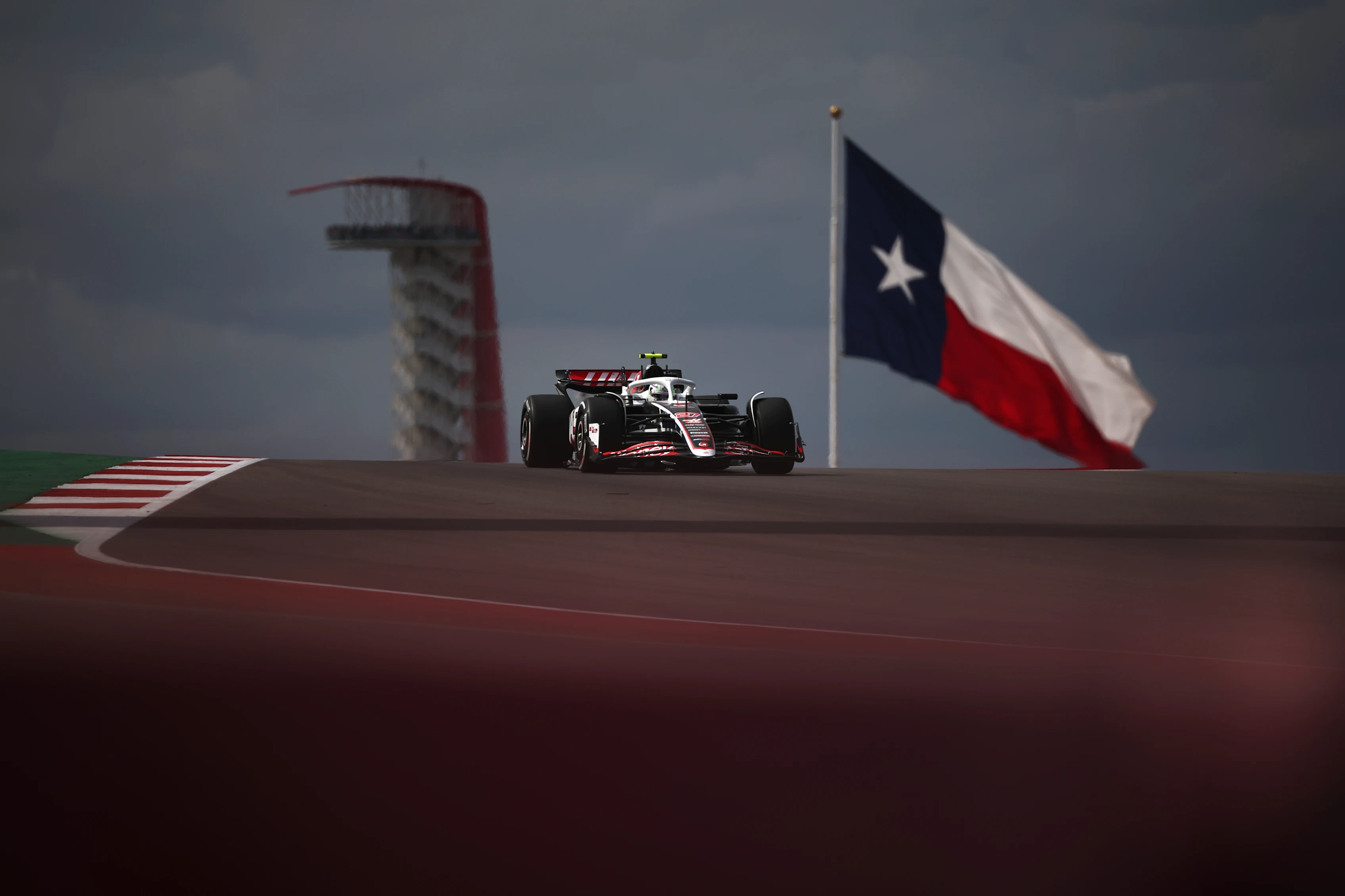 AUSTIN, TEXAS - OCTOBER 18: Nico Hulkenberg of Germany driving the (27) Haas F1 VF-24 Ferrari on track during practice ahead of the F1 Grand Prix of United States at Circuit of The Americas on October 18, 2024 in Austin, Texas. (Photo by Jared C. Tilton/Getty Images)