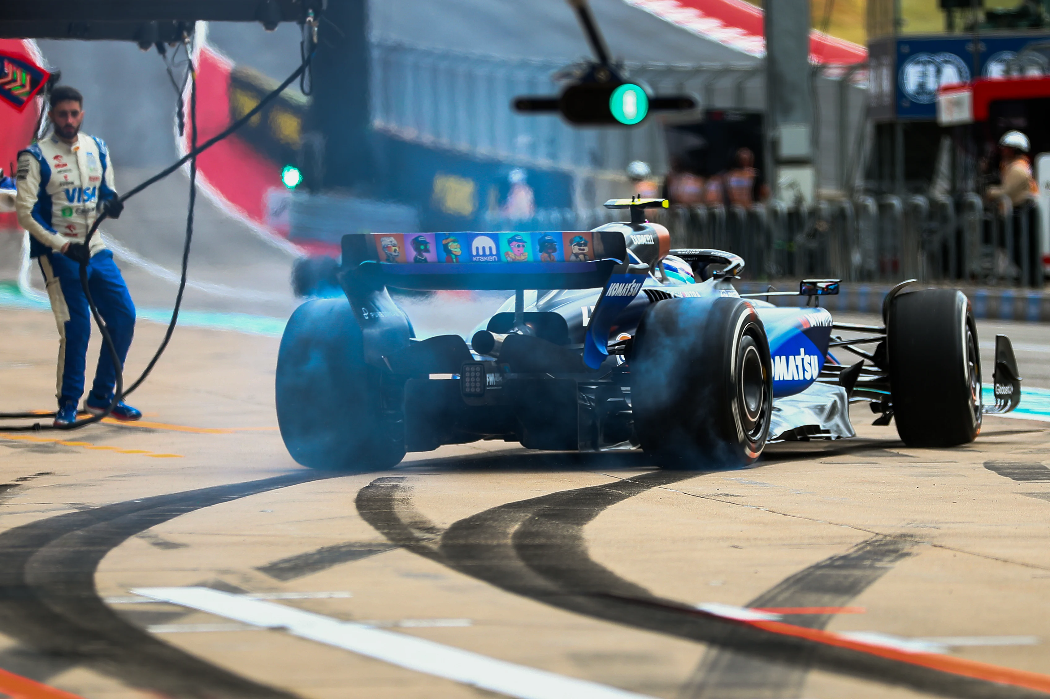 AUSTIN, TEXAS - OCTOBER 18: Franco Colapinto of Argentina and Williams during practice ahead of the F1 Grand Prix of United States at Circuit of The Americas on October 18, 2024 in Austin, Texas. (Photo by Peter Fox - Formula 1/Formula 1 via Getty Images)