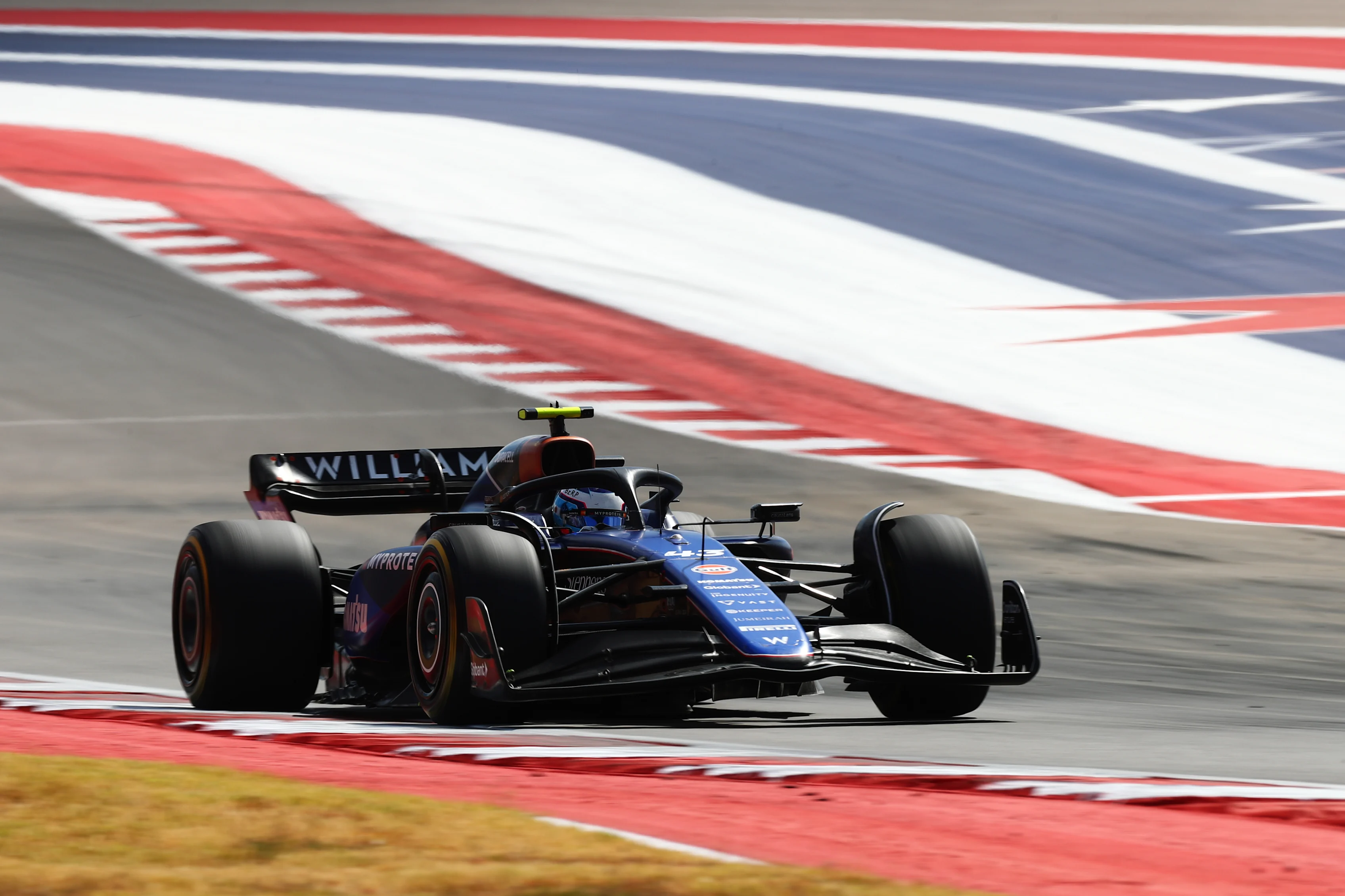 AUSTIN, TEXAS - OCTOBER 19: Franco Colapinto of Argentina driving the (43) Williams FW46 Mercedes on track during the Sprint ahead of the F1 Grand Prix of United States at Circuit of The Americas on October 19, 2024 in Austin, Texas. (Photo by Peter Fox - Formula 1/Formula 1 via Getty Images)