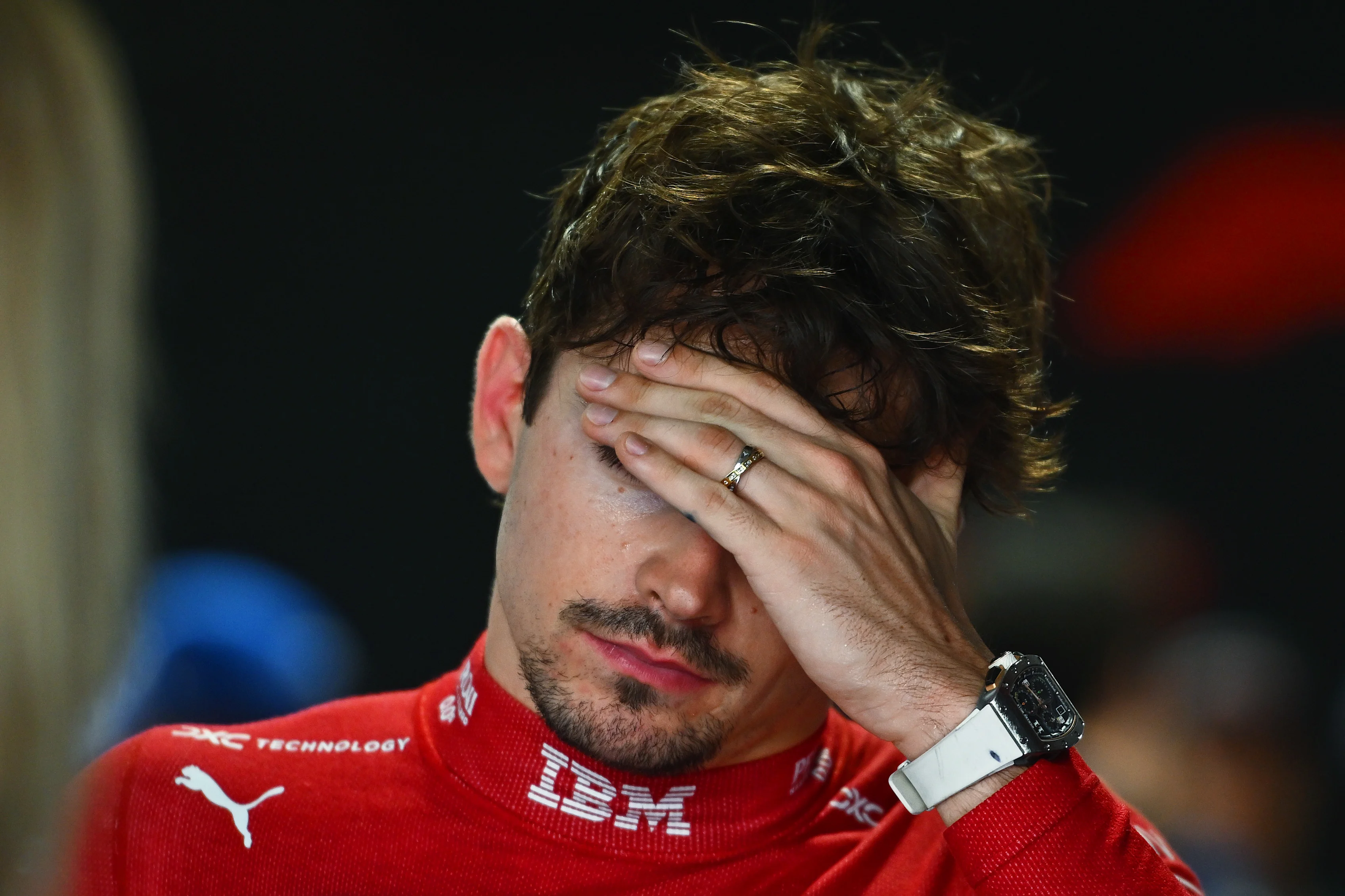 MELBOURNE, AUSTRALIA - MARCH 15: Fifth placed qualifier Charles Leclerc of Monaco and Scuderia Ferrari is interviewed during qualifying ahead of the F1 Grand Prix of Australia at Albert Park Grand Prix Circuit on March 15, 2025 in Melbourne, Australia. (Photo by Rudy Carezzevoli/Getty Images)