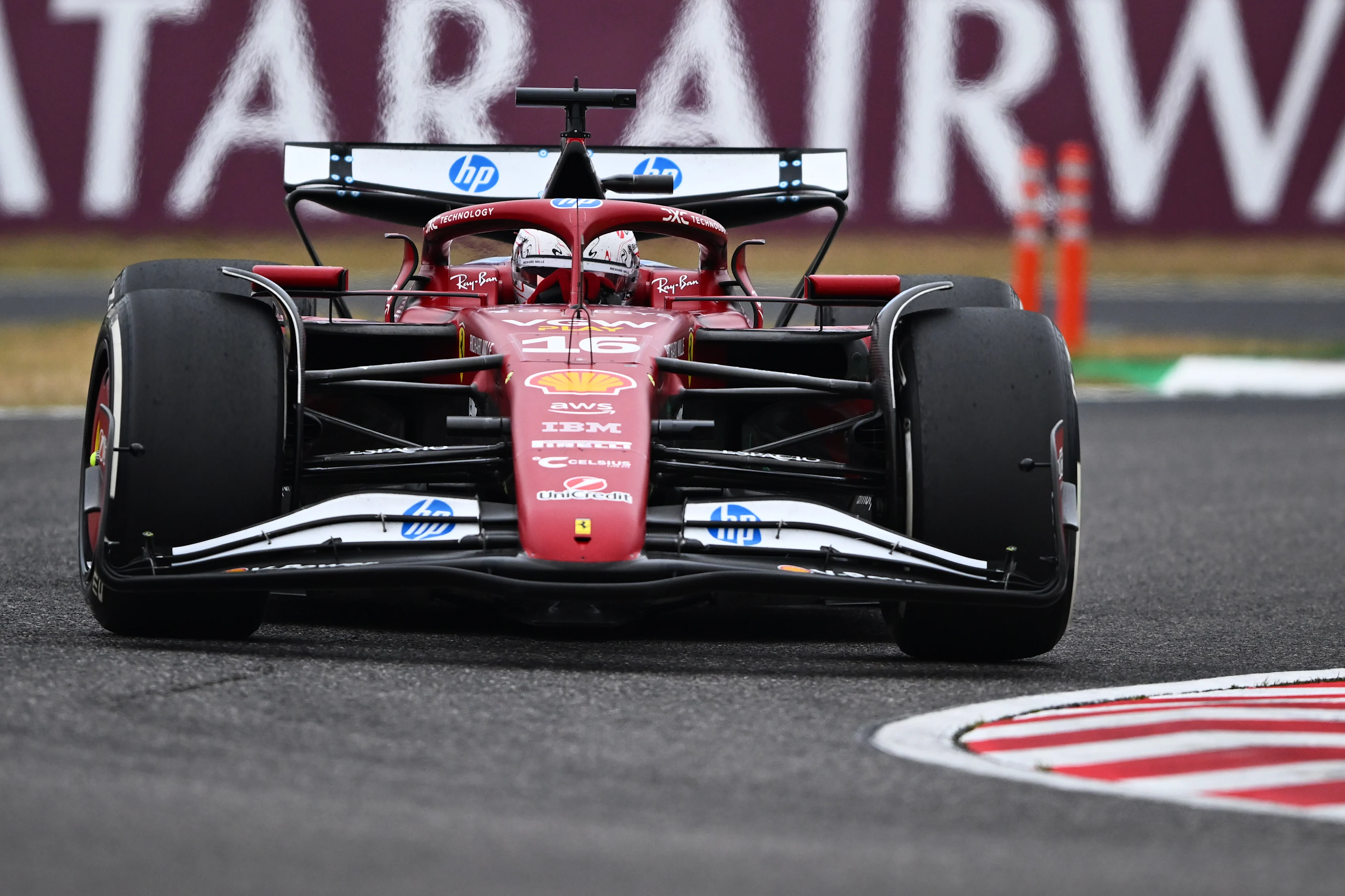 SUZUKA, JAPAN - APRIL 06: Charles Leclerc of Monaco driving the (16) Scuderia Ferrari SF-25 on track during the F1 Grand Prix of Japan at Suzuka Circuit on April 06, 2025 in Suzuka, Japan. (Photo by Rudy Carezzevoli/Getty Images)