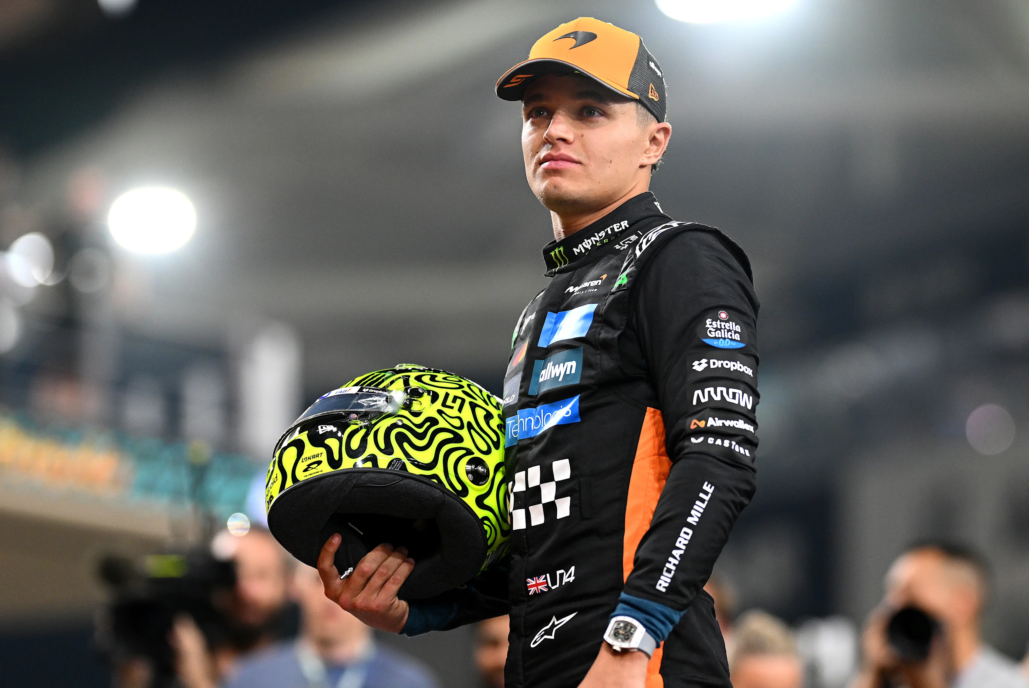 ABU DHABI, UNITED ARAB EMIRATES - DECEMBER 04: Lando Norris of Great Britain and McLaren looks on