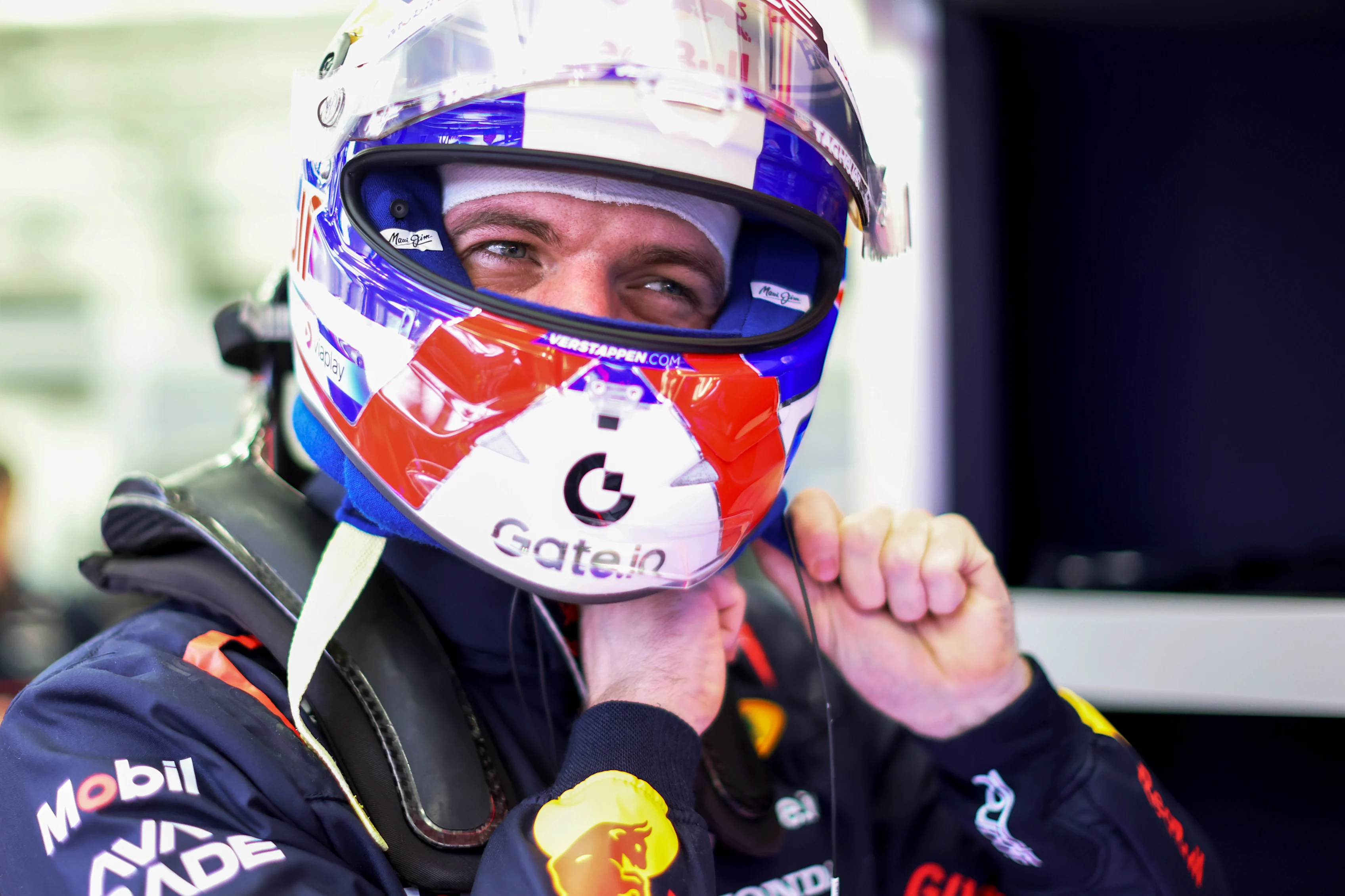 BAHRAIN, BAHRAIN - APRIL 11: Max Verstappen of the Netherlands and Oracle Red Bull Racing prepares to drive in the garage during practice ahead of the F1 Grand Prix of Bahrain at Bahrain International Circuit on April 11, 2025 in Bahrain, Bahrain. (Photo by Mark Thompson/Getty Images)