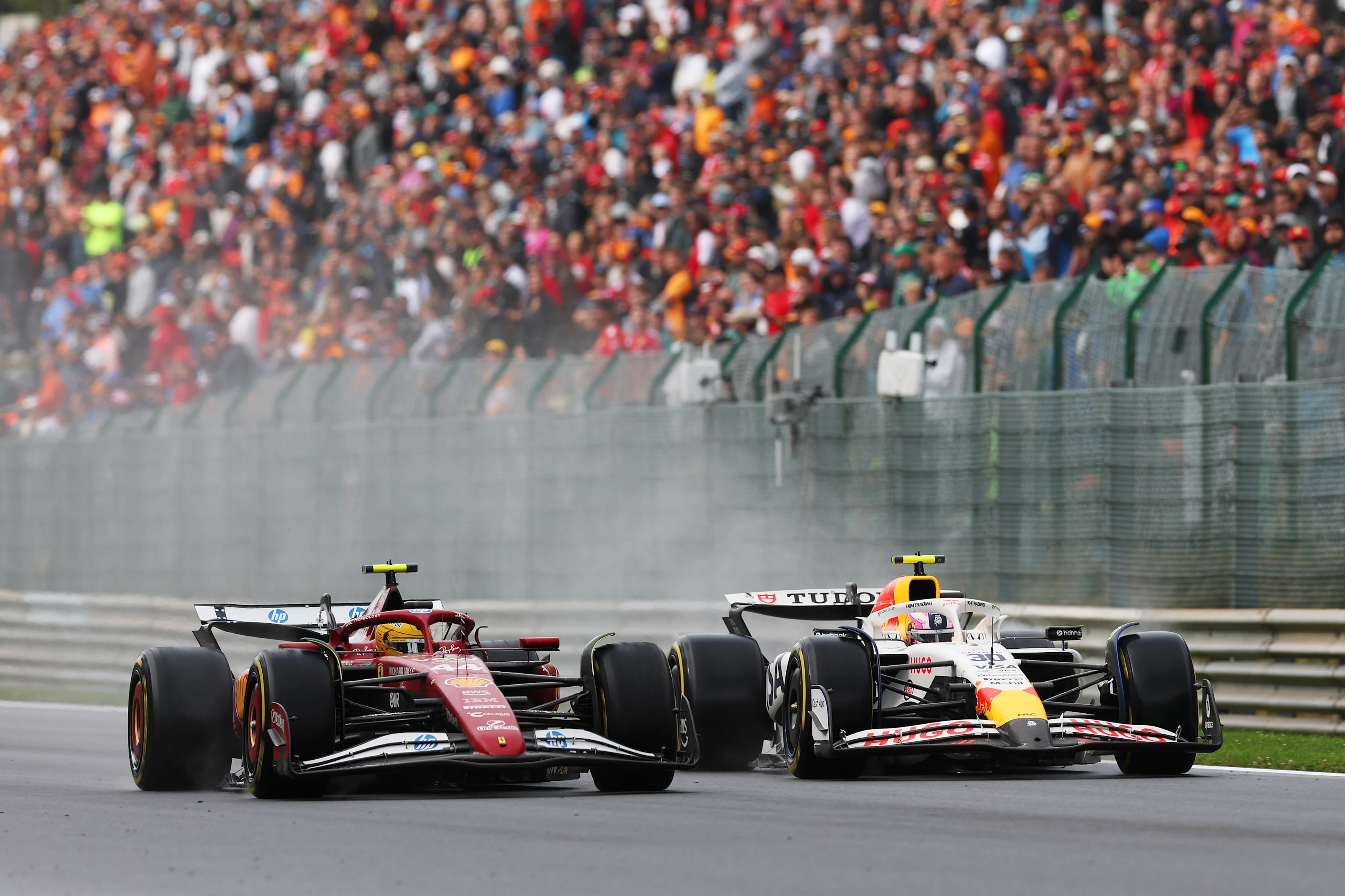 SPA, BELGIUM - JULY 27: Lewis Hamilton of Great Britain driving the (44) Scuderia Ferrari SF-25 and