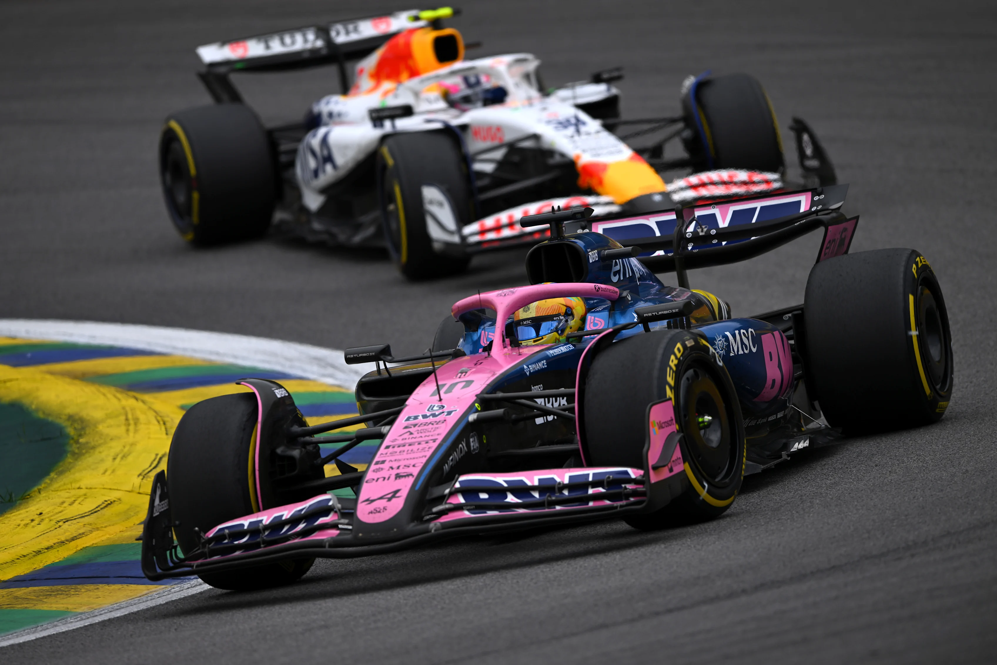 SAO PAULO, BRAZIL - NOVEMBER 09: Pierre Gasly of France driving the (10) Alpine F1 A525 Renault