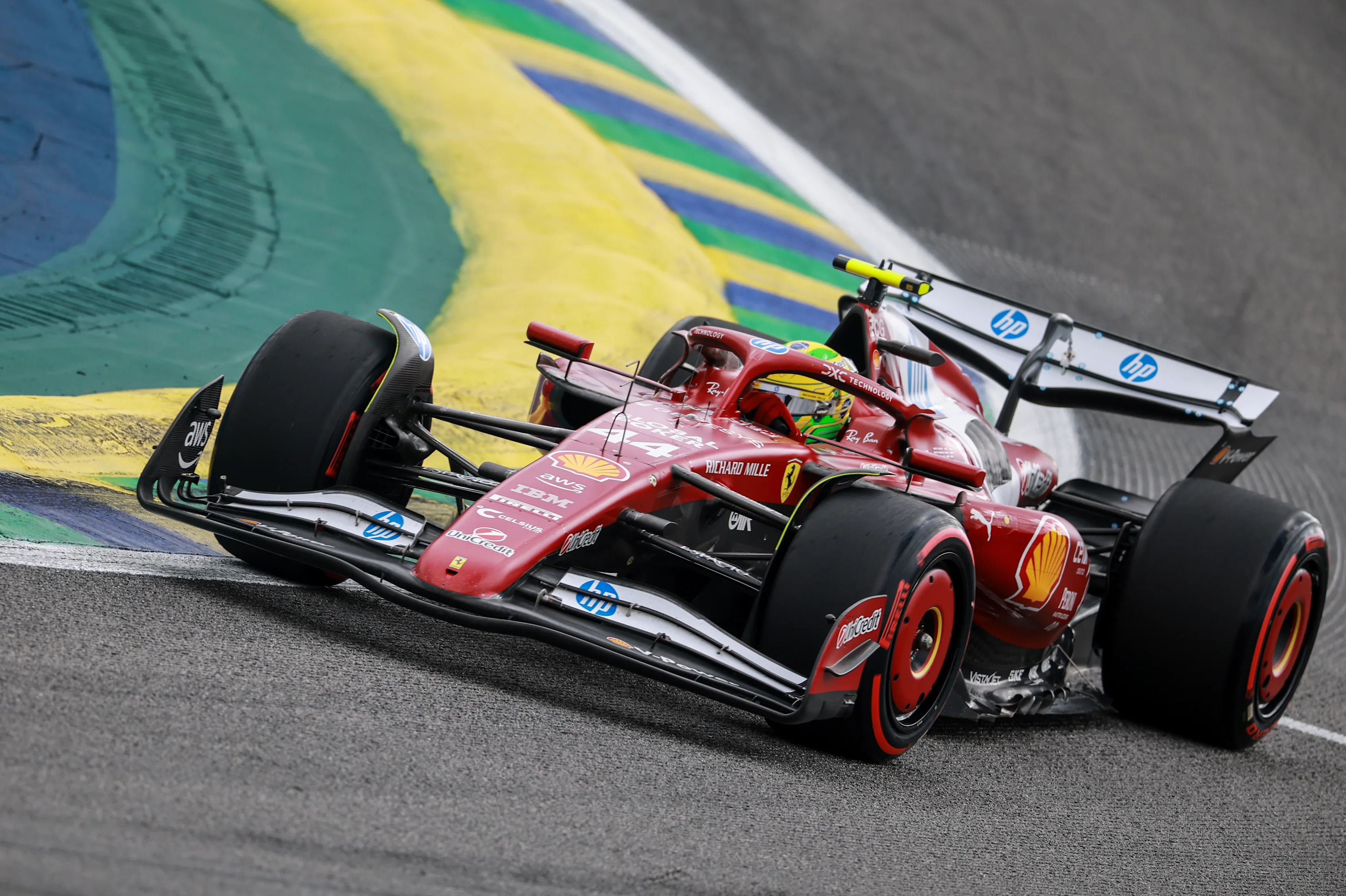 SAO PAULO, BRAZIL - NOVEMBER 08: Lewis Hamilton of Great Britain driving the (44) Scuderia Ferrari