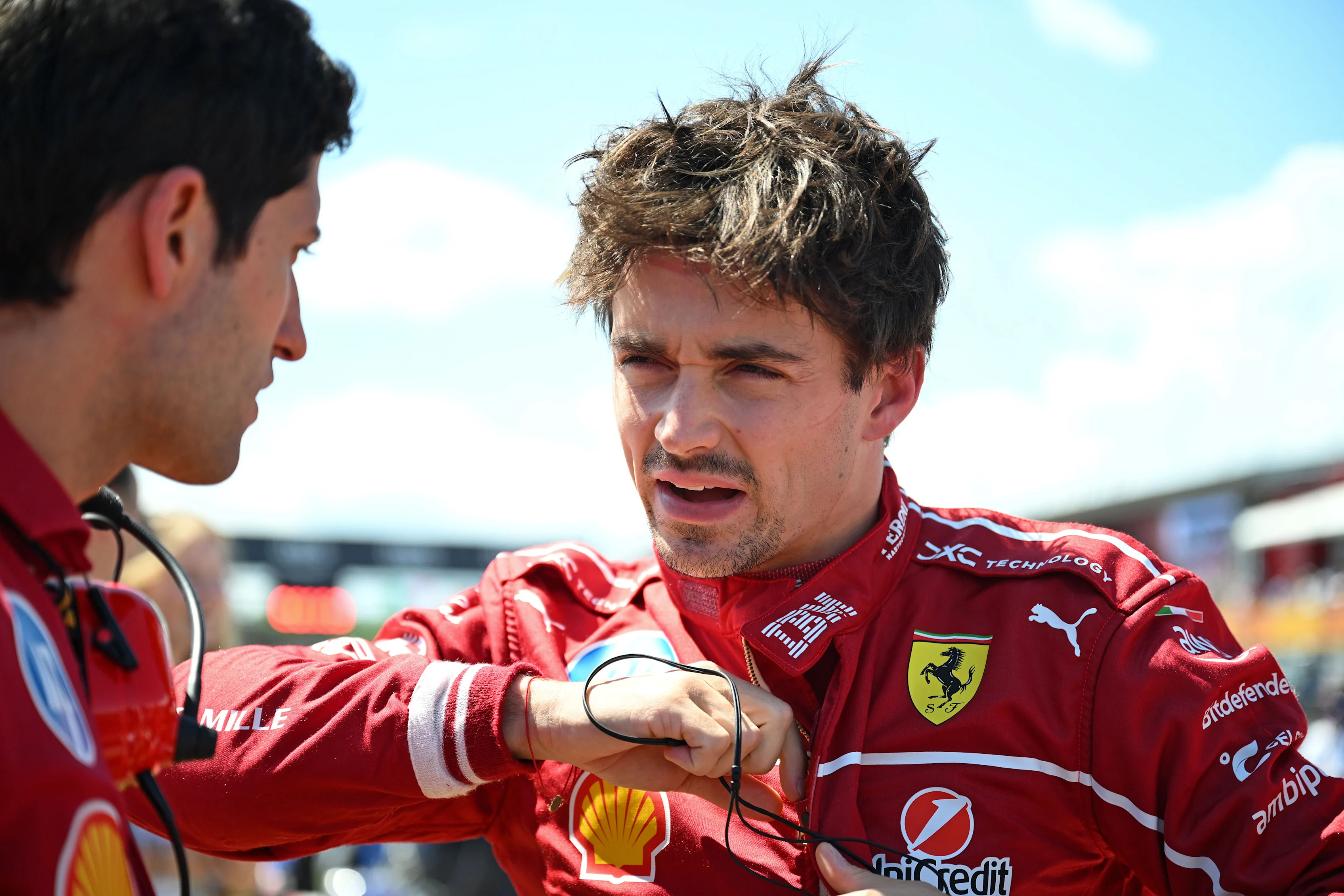 IMOLA, ITALY - MAY 18: Charles Leclerc of Monaco and Scuderia Ferrari on the grid during the F1