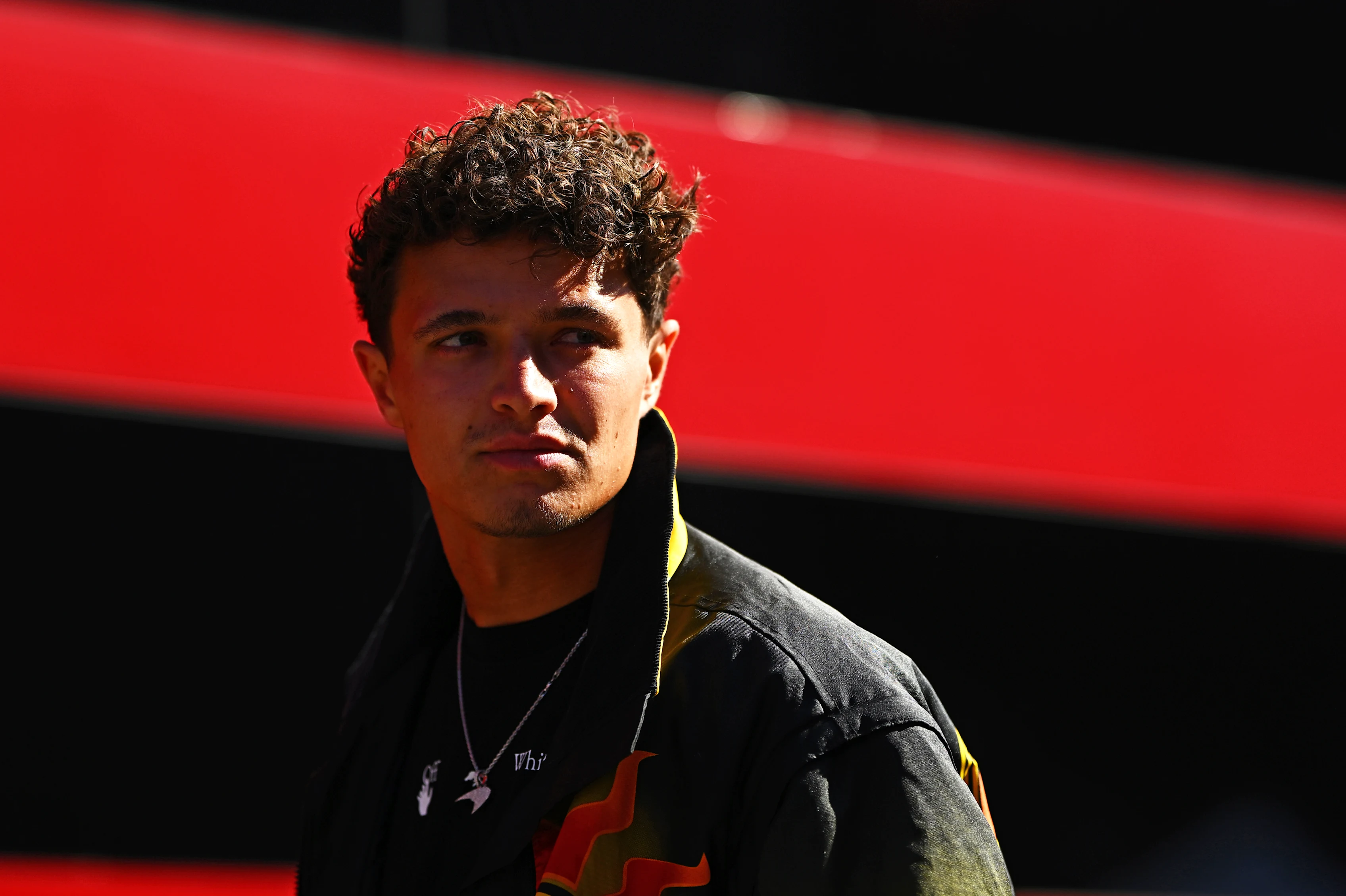 MONZA, ITALY - SEPTEMBER 04: Lando Norris of Great Britain and McLaren arrives in the Paddock