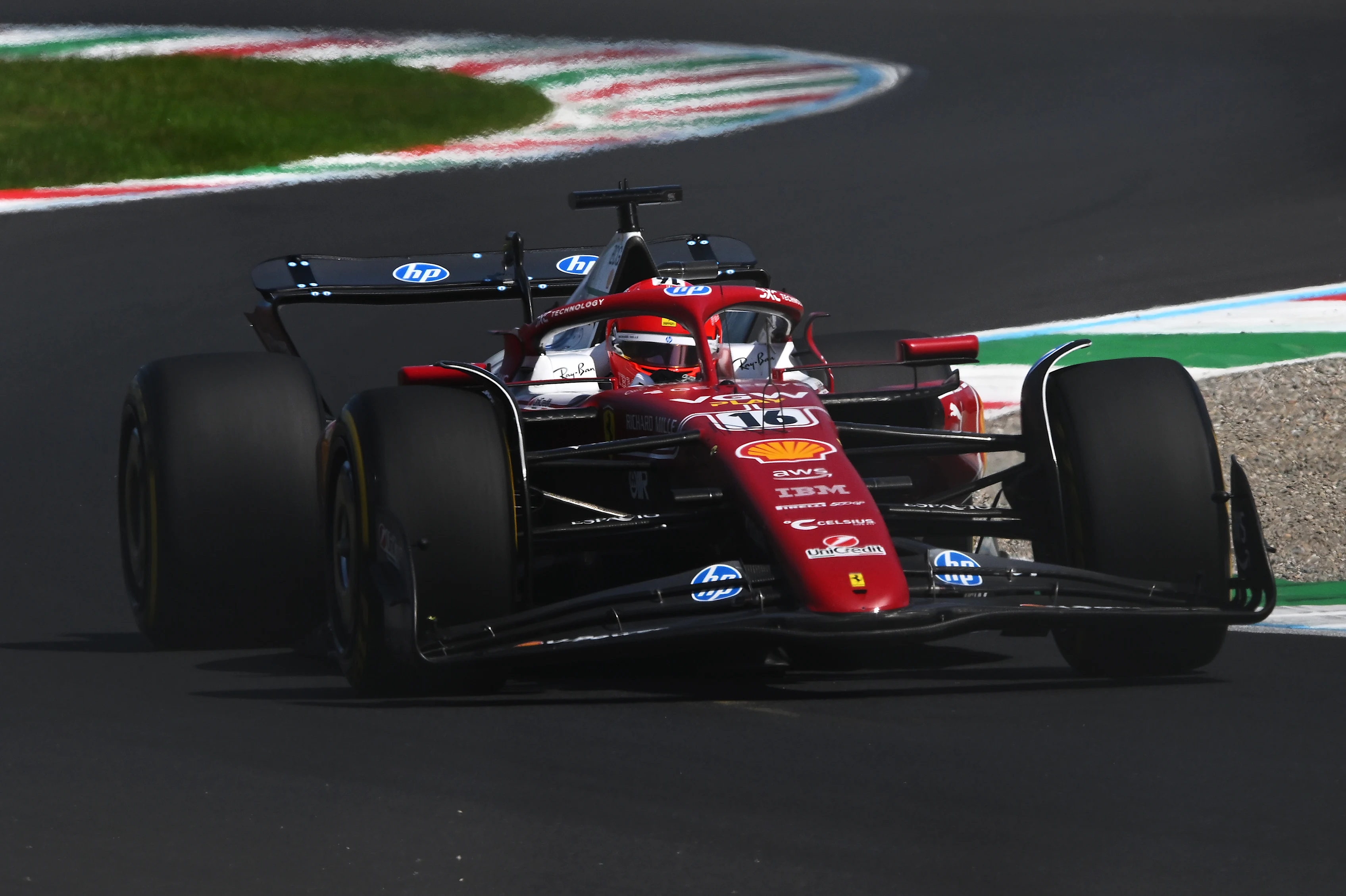 MONZA, ITALY - SEPTEMBER 06: Charles Leclerc of Monaco driving the (16) Scuderia Ferrari SF-25 on