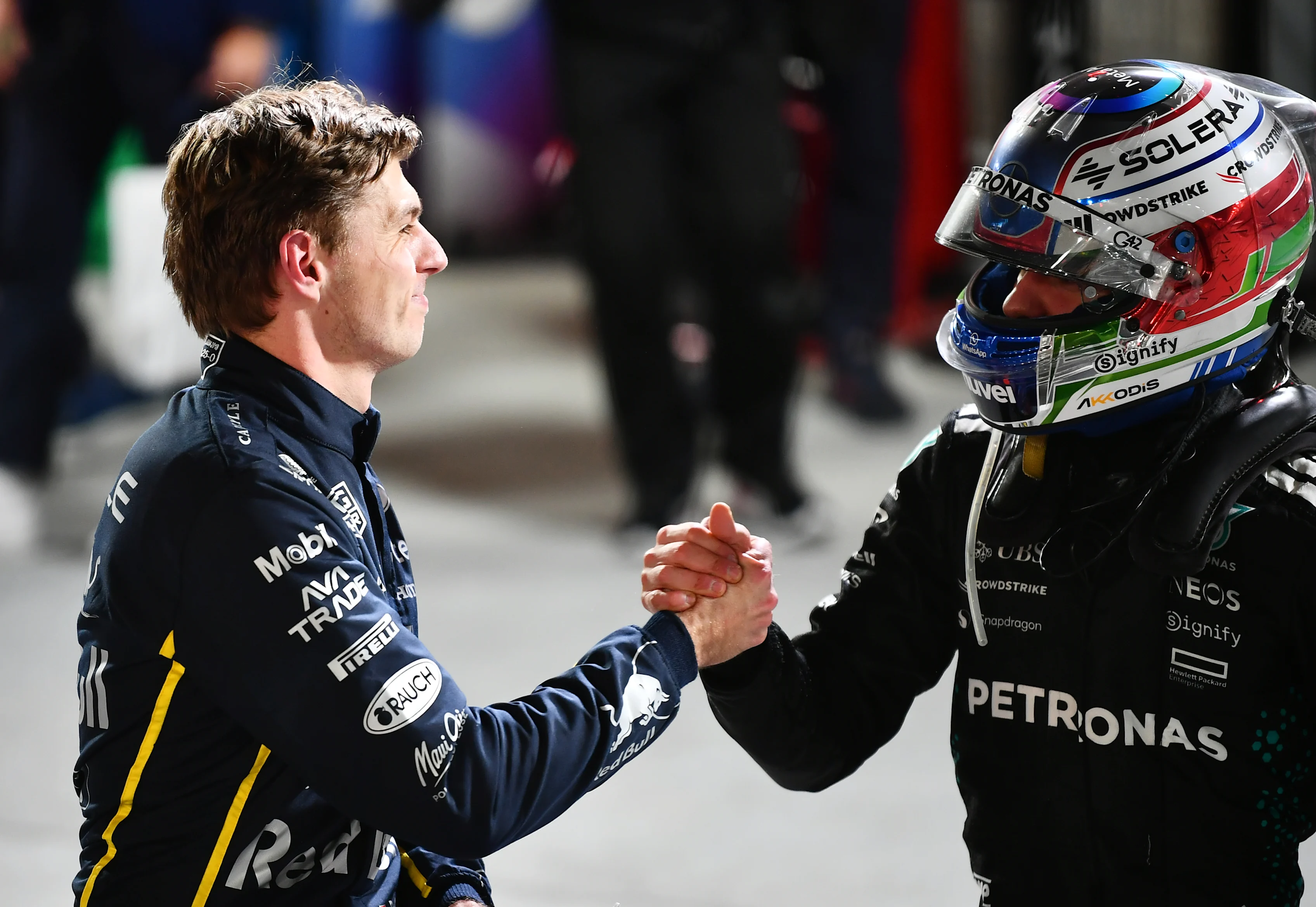 LAS VEGAS, NEVADA - NOVEMBER 22: Race winner Max Verstappen of the Netherlands and Oracle Red Bull